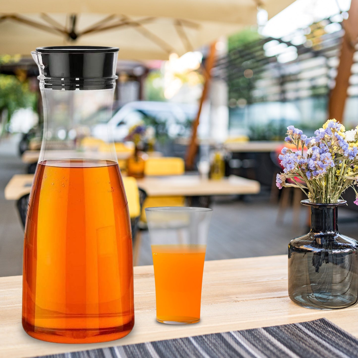 Transparent Unbreakable Water Juicy Jug and 6 Pcs. Glass Combo Set for Dining Table Office Restaurant Pitcher