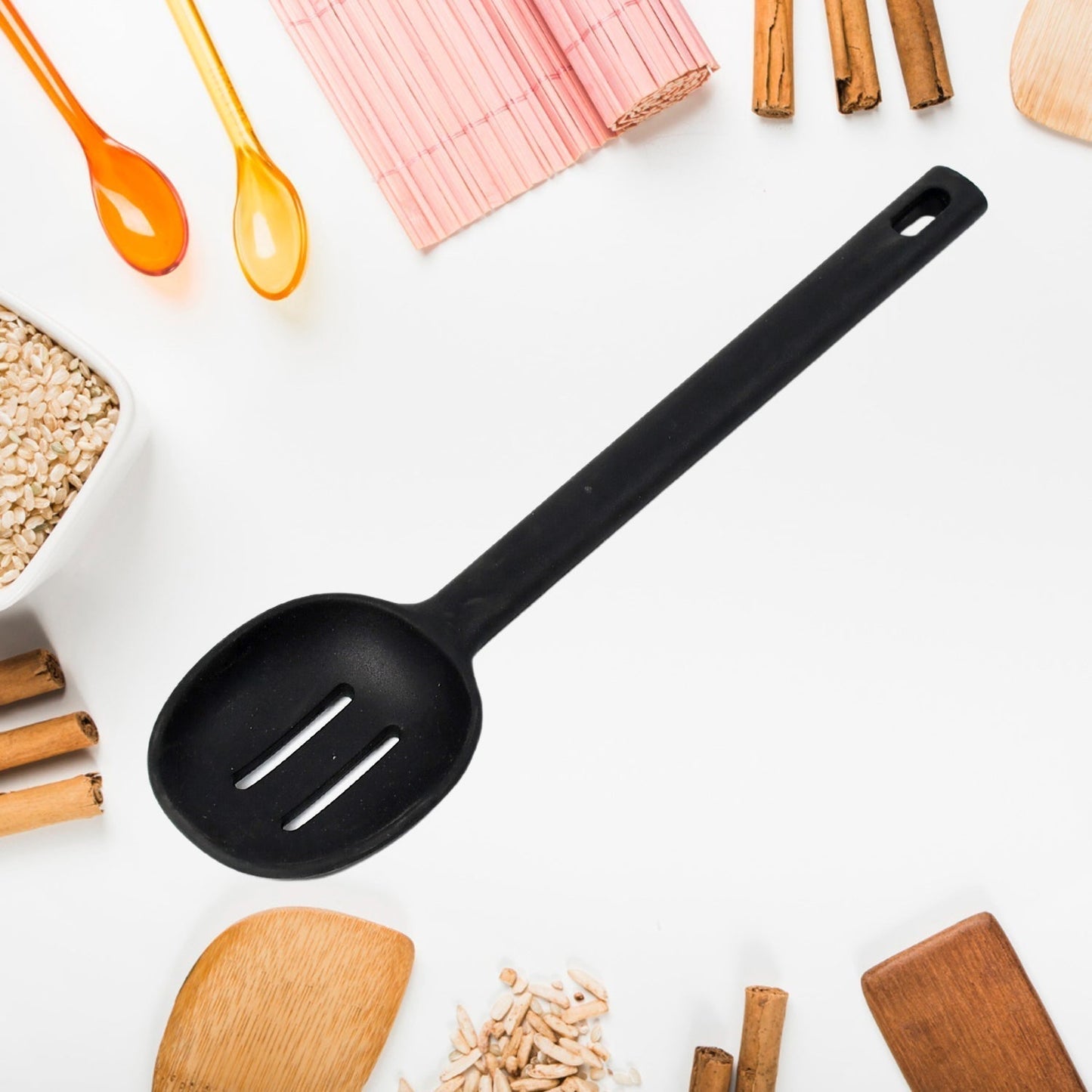 SILICON NON-STICK HEAT RESISTANT KITCHEN ITEM PREMIUM SPOON ( 1PC )