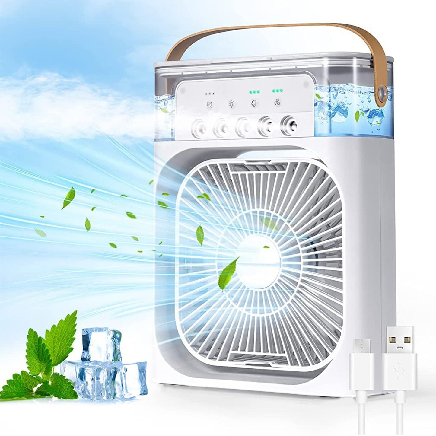 Portable Air Cooler Fan with 7-Color Light – Personal AC Fan