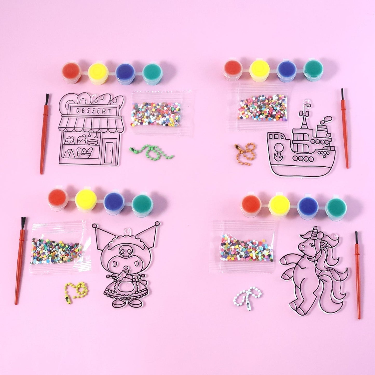 Kids Paint Coloring & Craft Activity Set with Beads (Mix Design, 1 Set)
