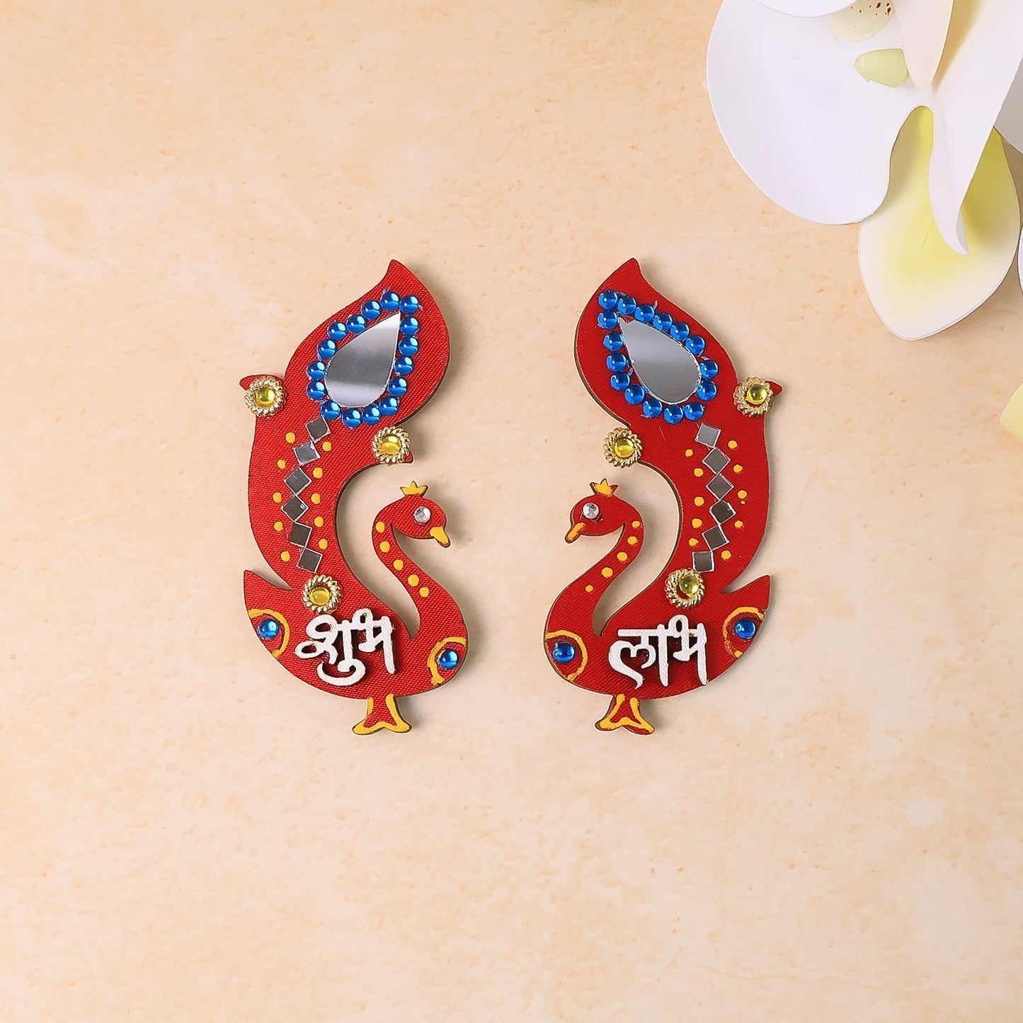 Decorative Wooden Shubh Labh Wall Hanging (2 Pc)