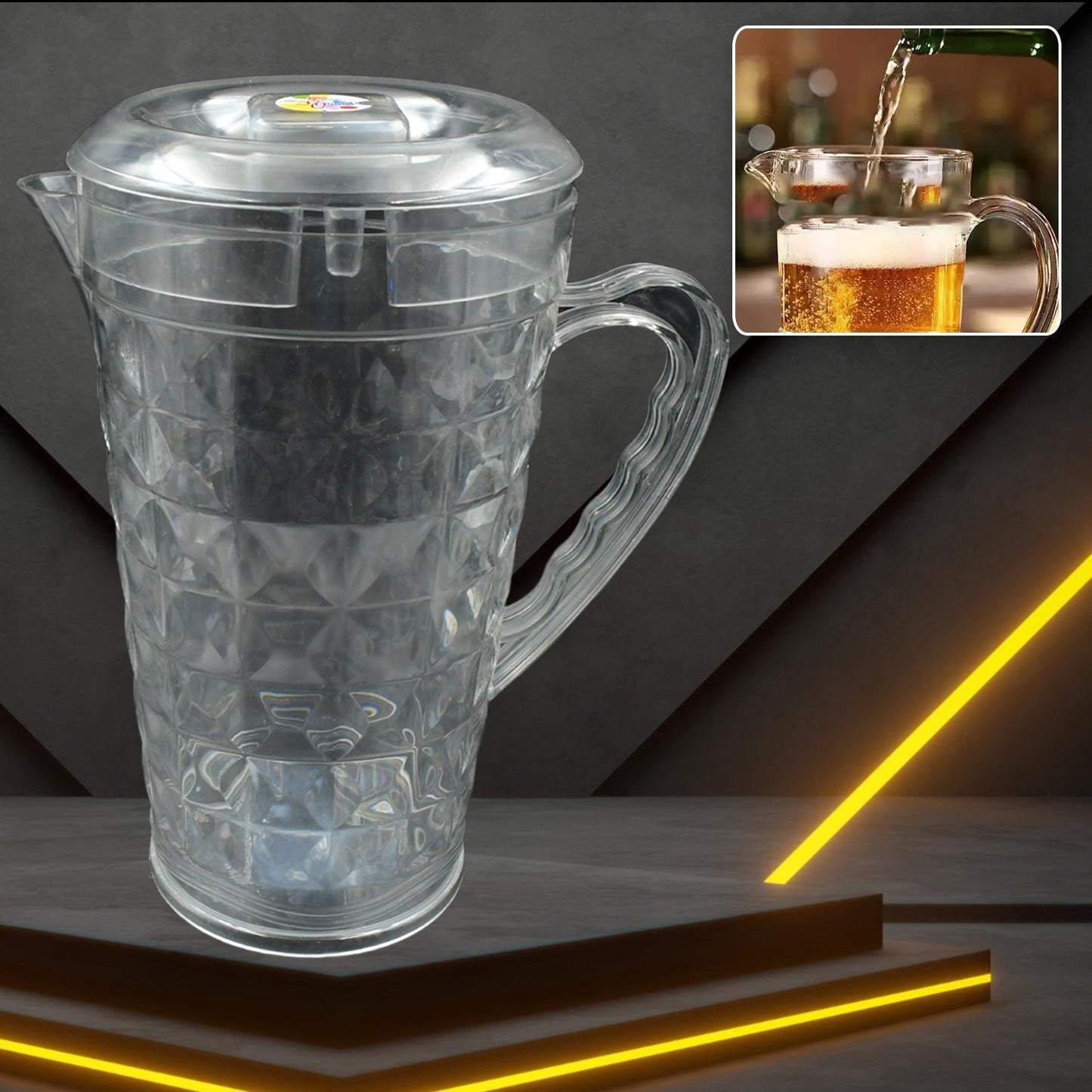Mocktail Pet Jug Plastic Jug With lid, Drinking Beverage Jag, Transparent Tableware Reusable BPA Free, Plastic Water jug for Home use, Perfect for Home, Restaurants