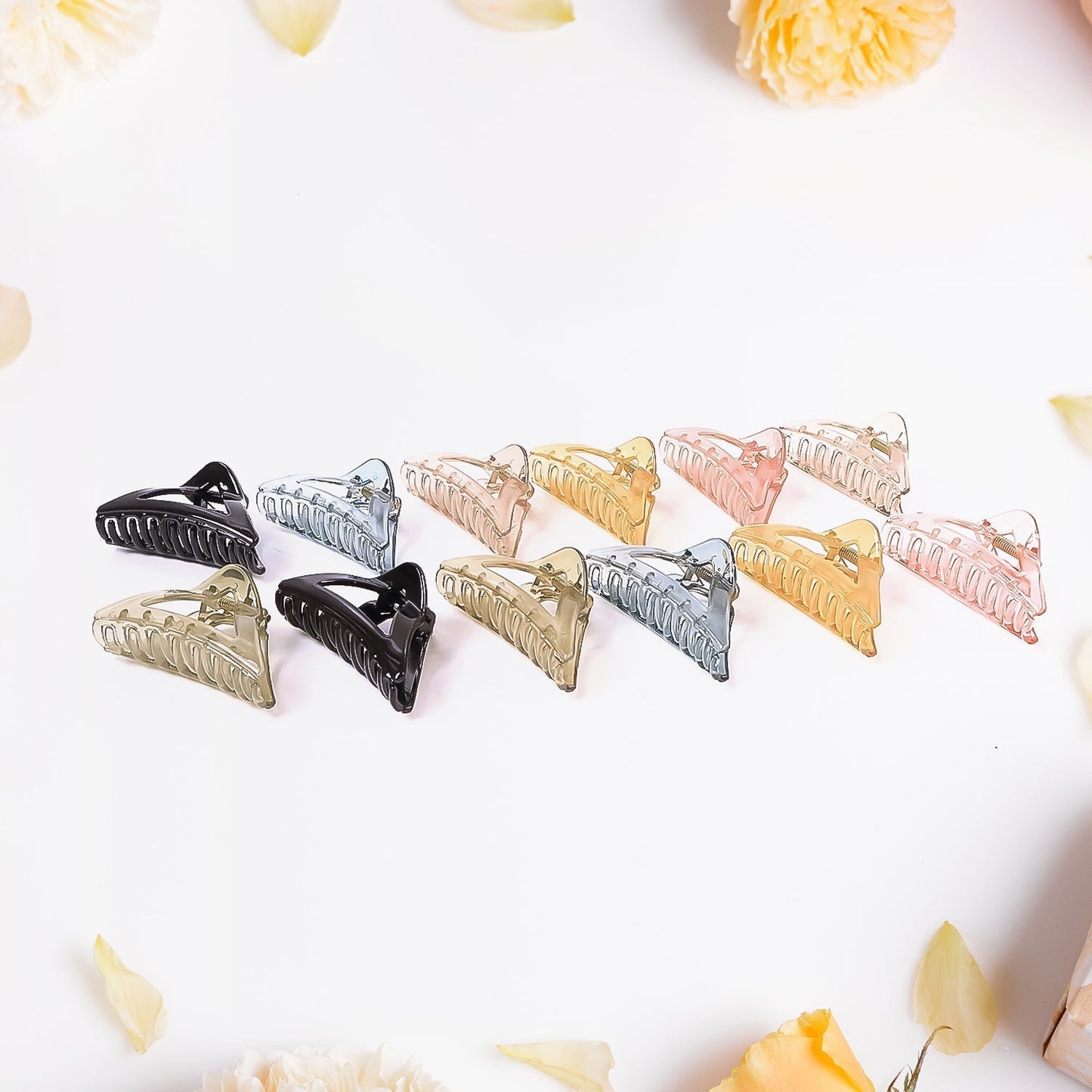 Triangle Shape Mix Color Plastic Hair Claw Clip – 12 Pc Durable Grip for Women and Girls