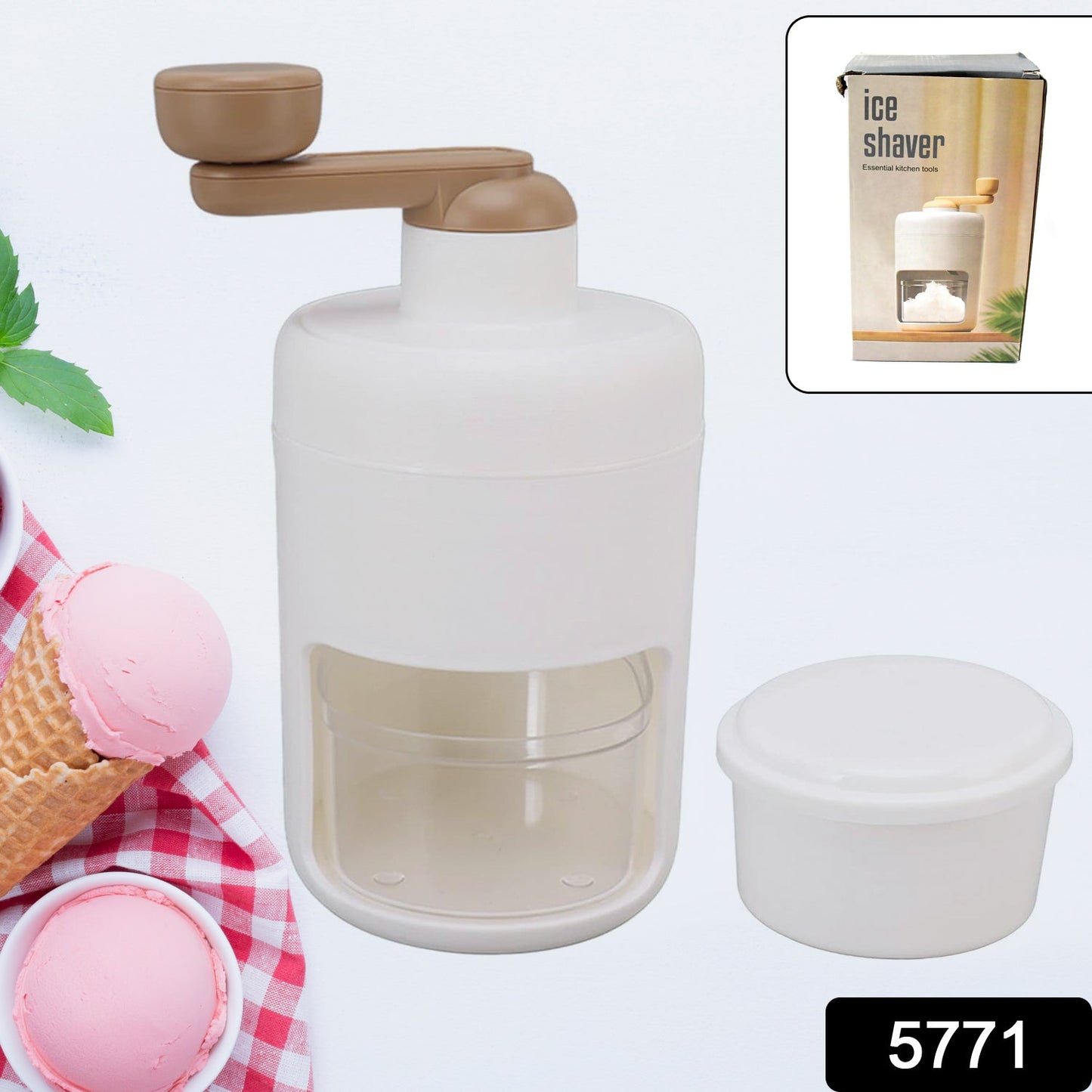 Portable Gola Maker and Ice Crusher | Manual Shaved Ice & Smoothie Machine