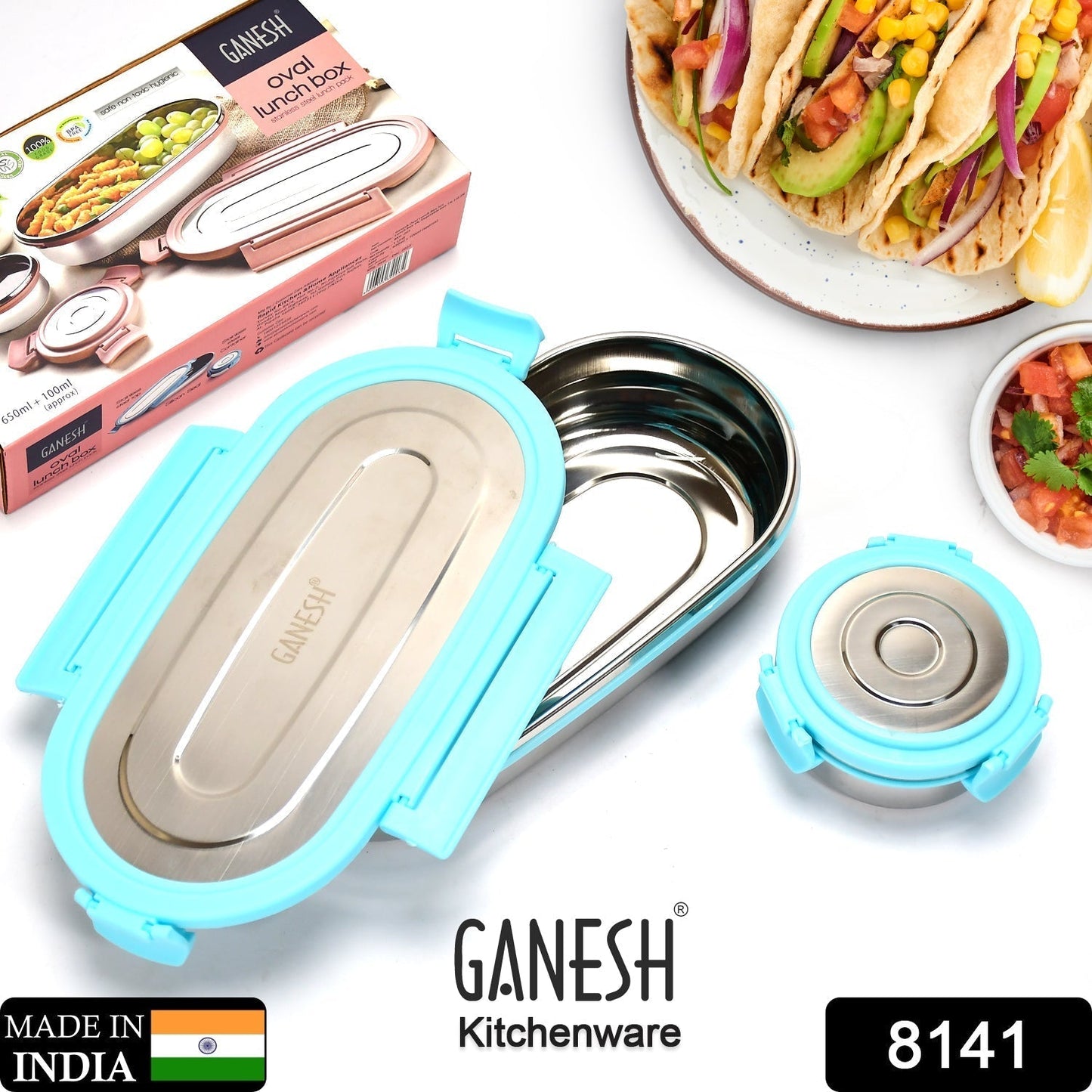 Ganesh Stainless Steel Lunch Box & Container Set of 2
