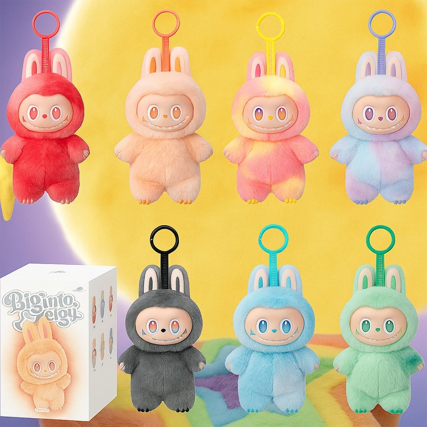 Plush Toy Cartoon Keychain with Hook Assorted Colorful Animal Design Have a Seat Vinyl Plush Blind Box 1 Pc (Mix Design)