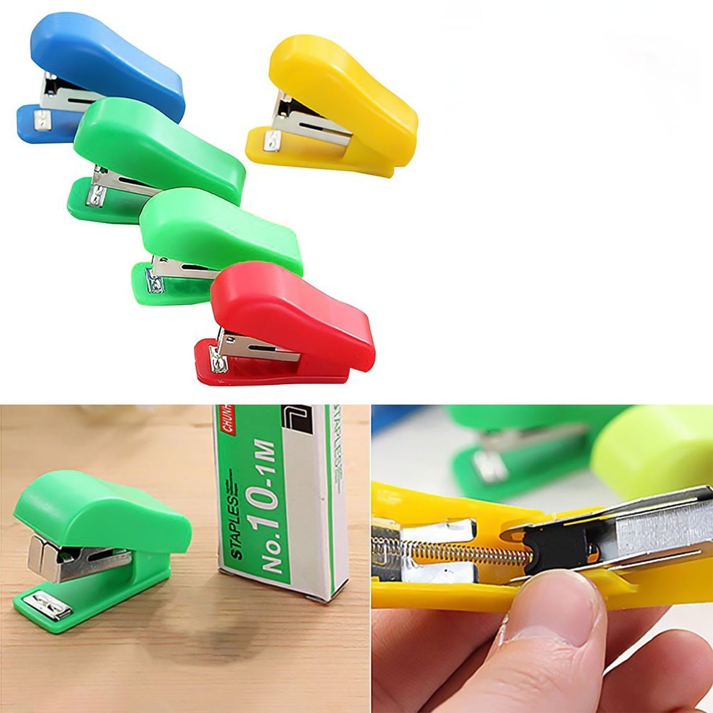 Mini Stapler Set with Staples – Assorted Colors | No.10 Staplers with Pins (20 pcs Set)