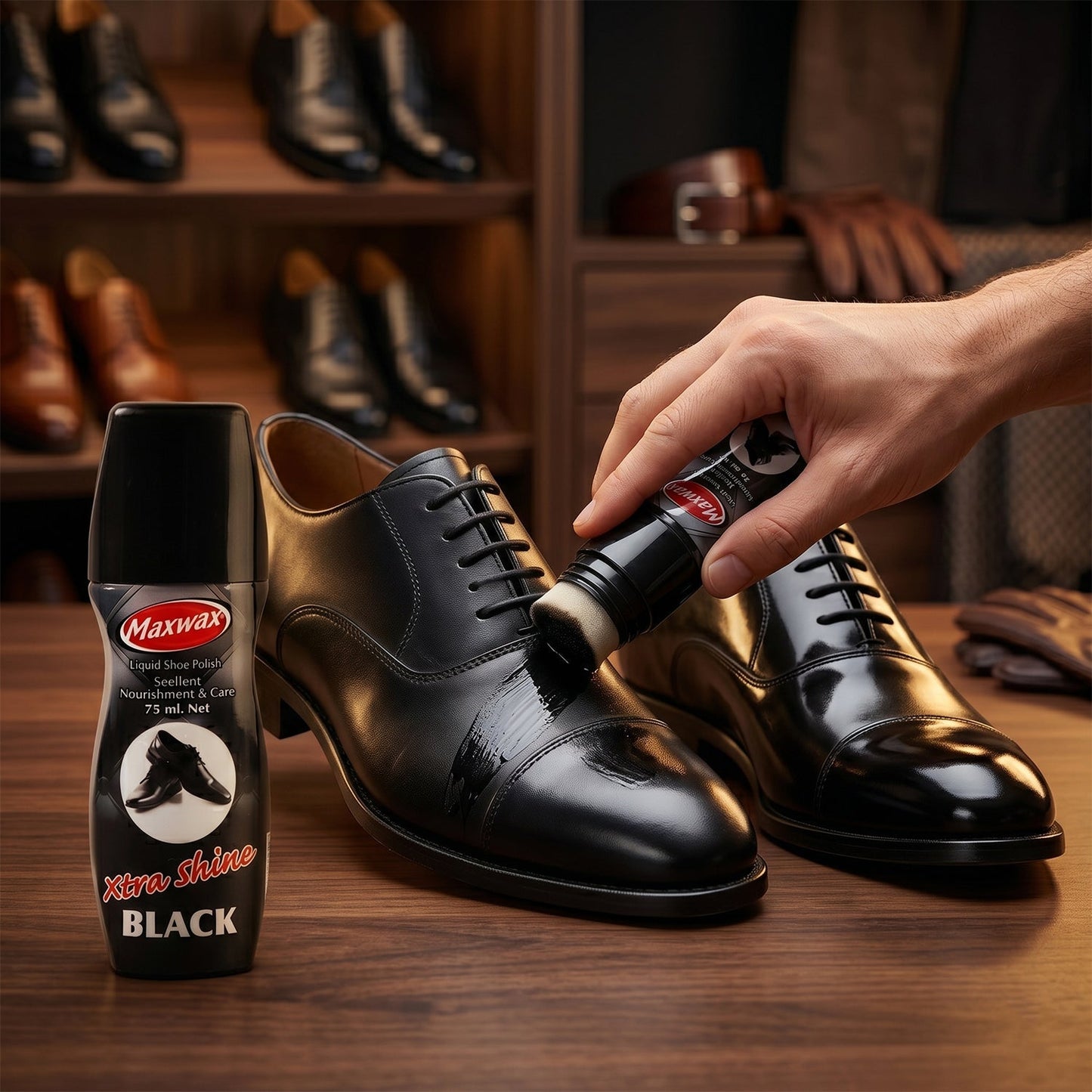 Maxwax Black Liquid Shoe Polish (1 Pc, 75 ML)