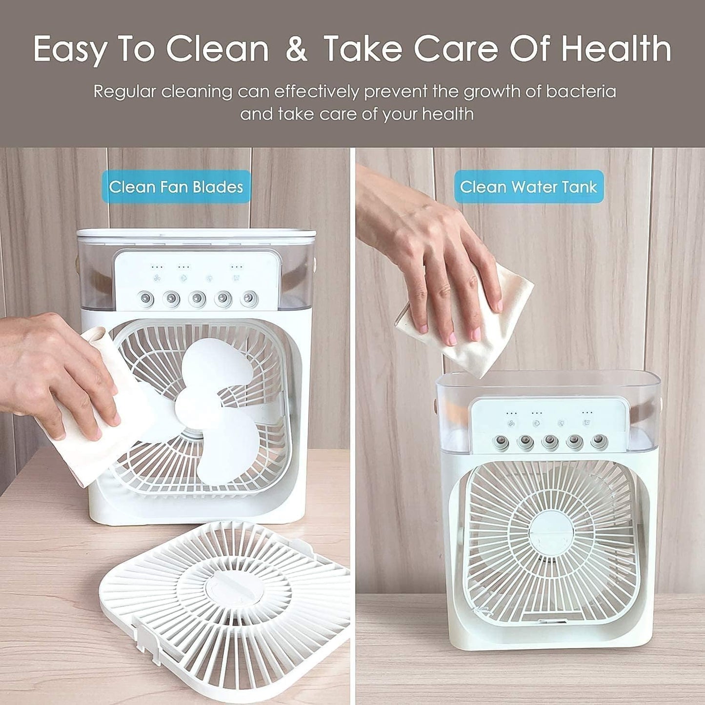 Portable Air Cooler Fan with 7-Color Light – Personal AC Fan