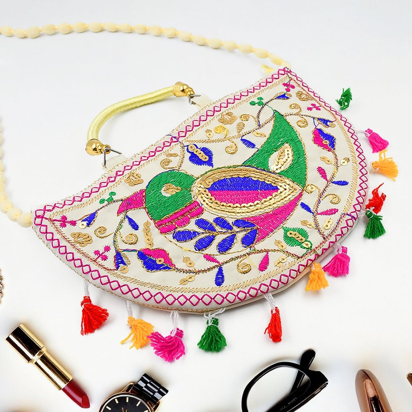 Traditional handbag, Rajasthani Jaipuri Cotton Bag (1 Pc)