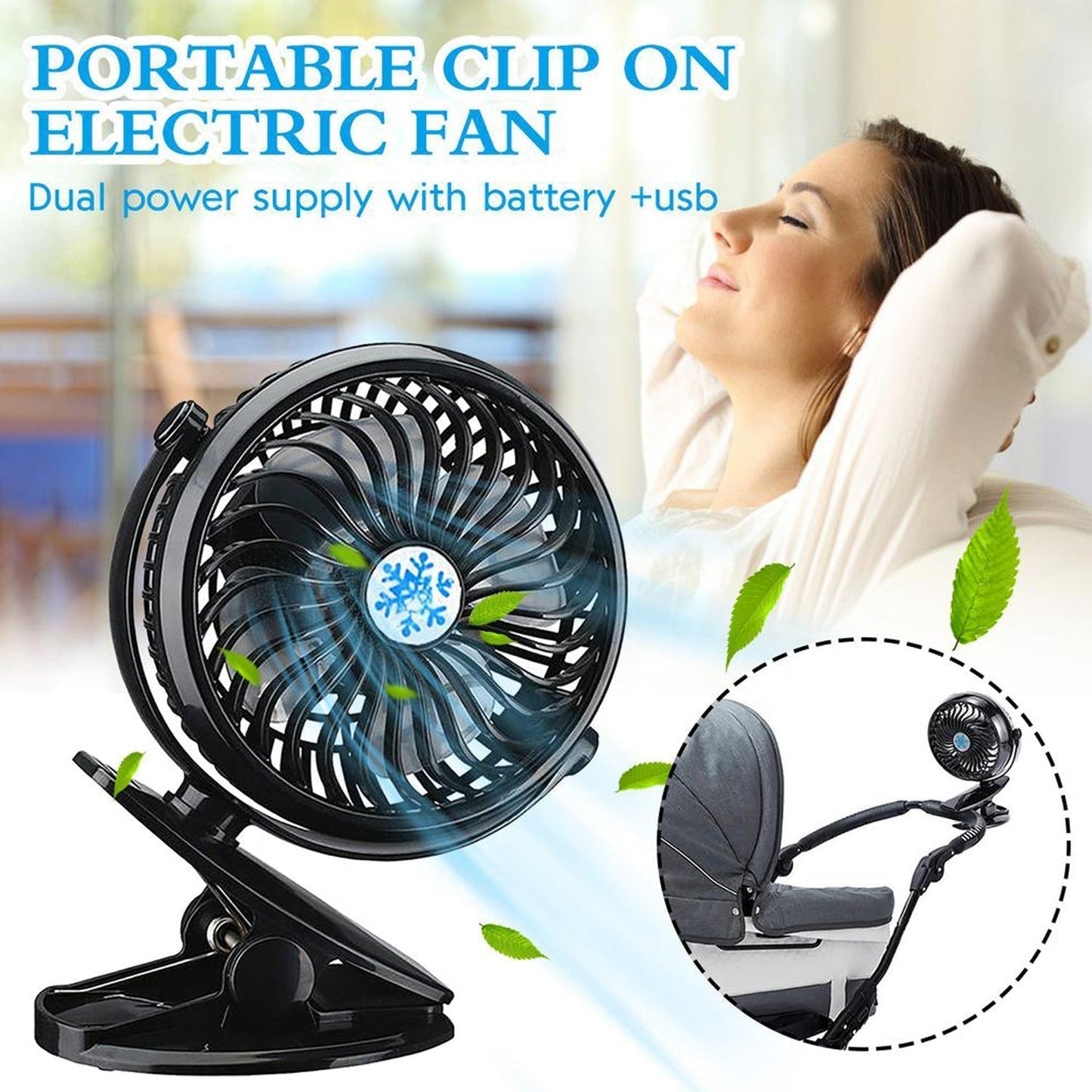 Mini USB Clip Fan widely used in summers for cool down rooms and body purposes.(Battery Not Include)