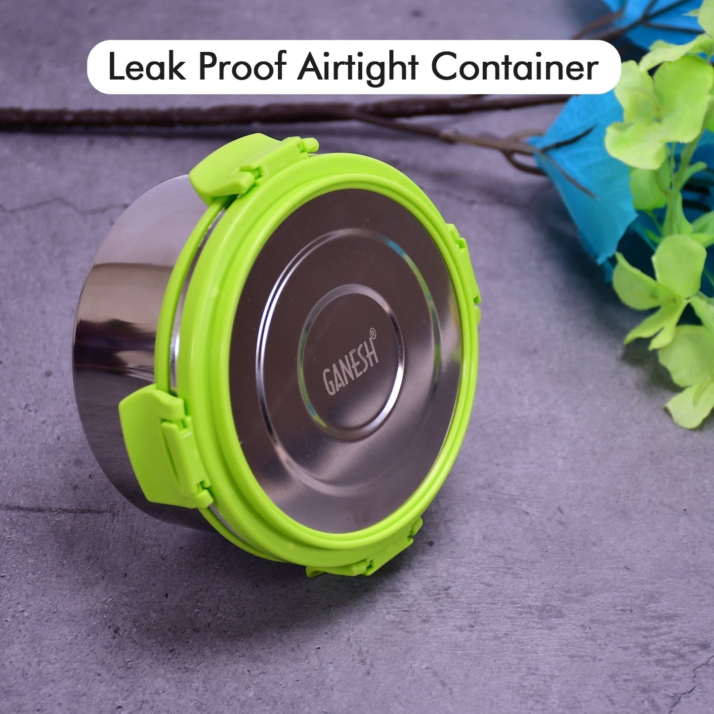Ganesh Solo round 400 Stainless Steel Leak proof airtight Lunch Pack for Office & School Use