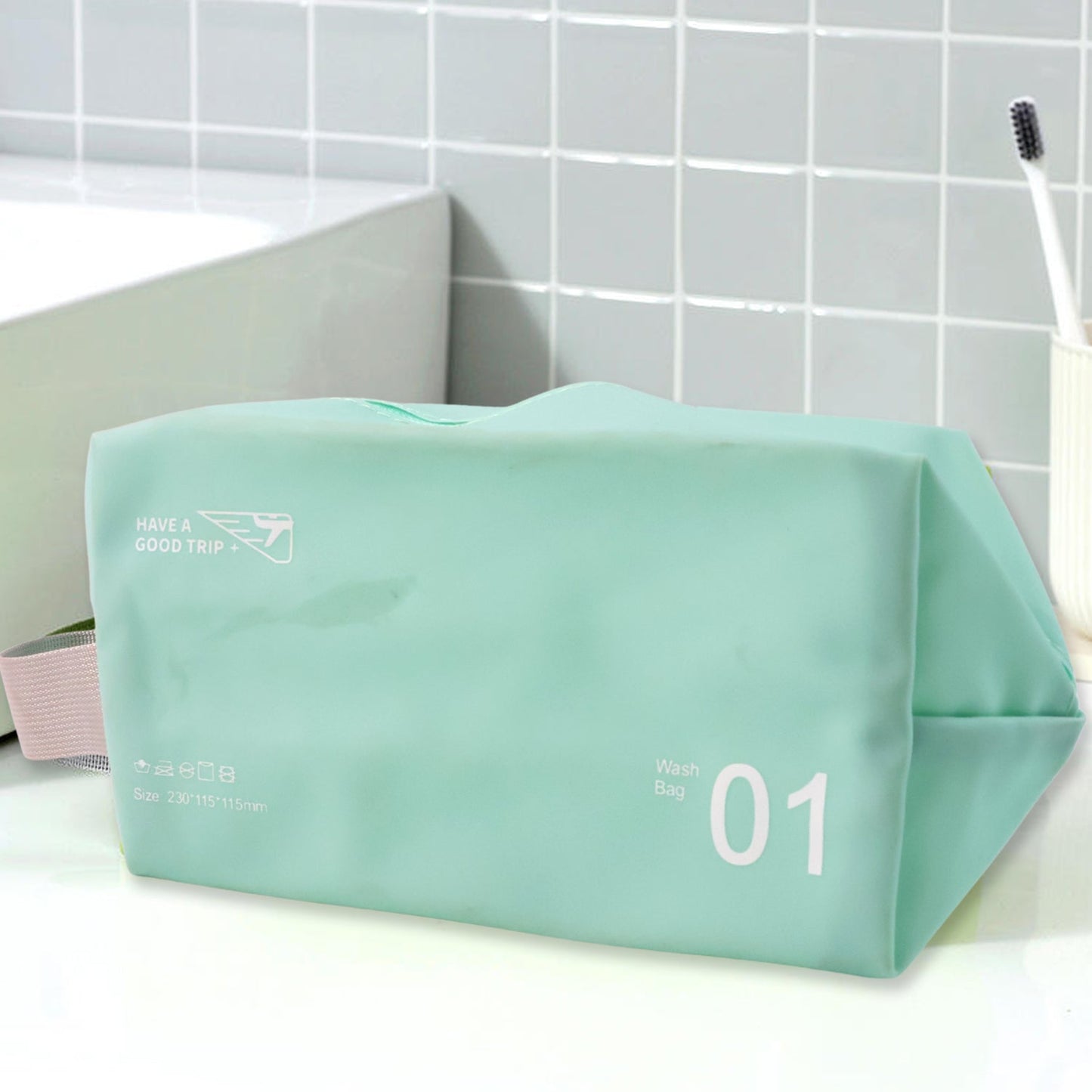 Waterproof Travel Toiletry Wash Bag / Pouch with Zipper Side Handle - (1 Pc)