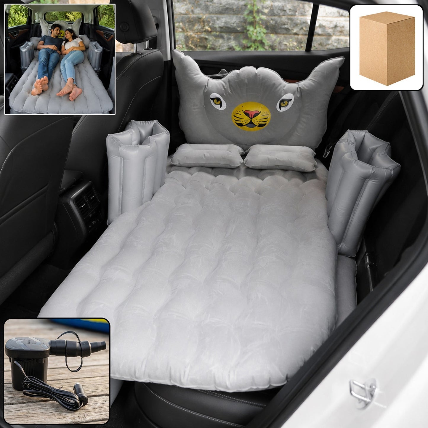 Car Air Mattress Bed Set – Inflatable Travel Bed with Pillow, Cushions & Air Pump