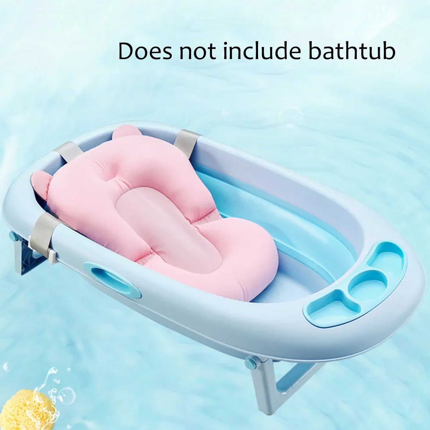 Baby Bath Pillow Newborn Anti-Slip Bathtub Pad Foldable with Strap For 0-6 Month Baby