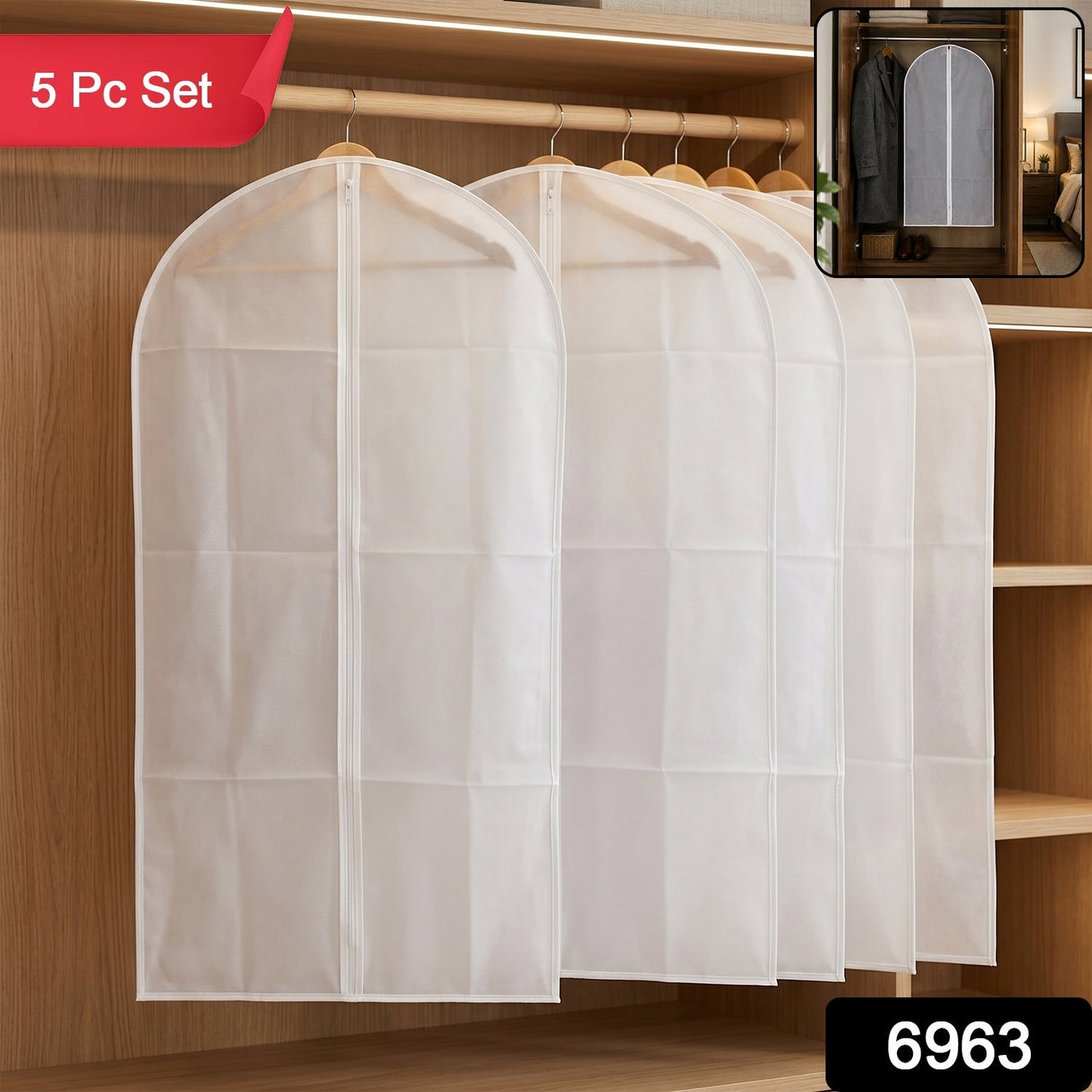 Foldable Non Woven Suit Cover / Coat Cover (5 Pc Set)