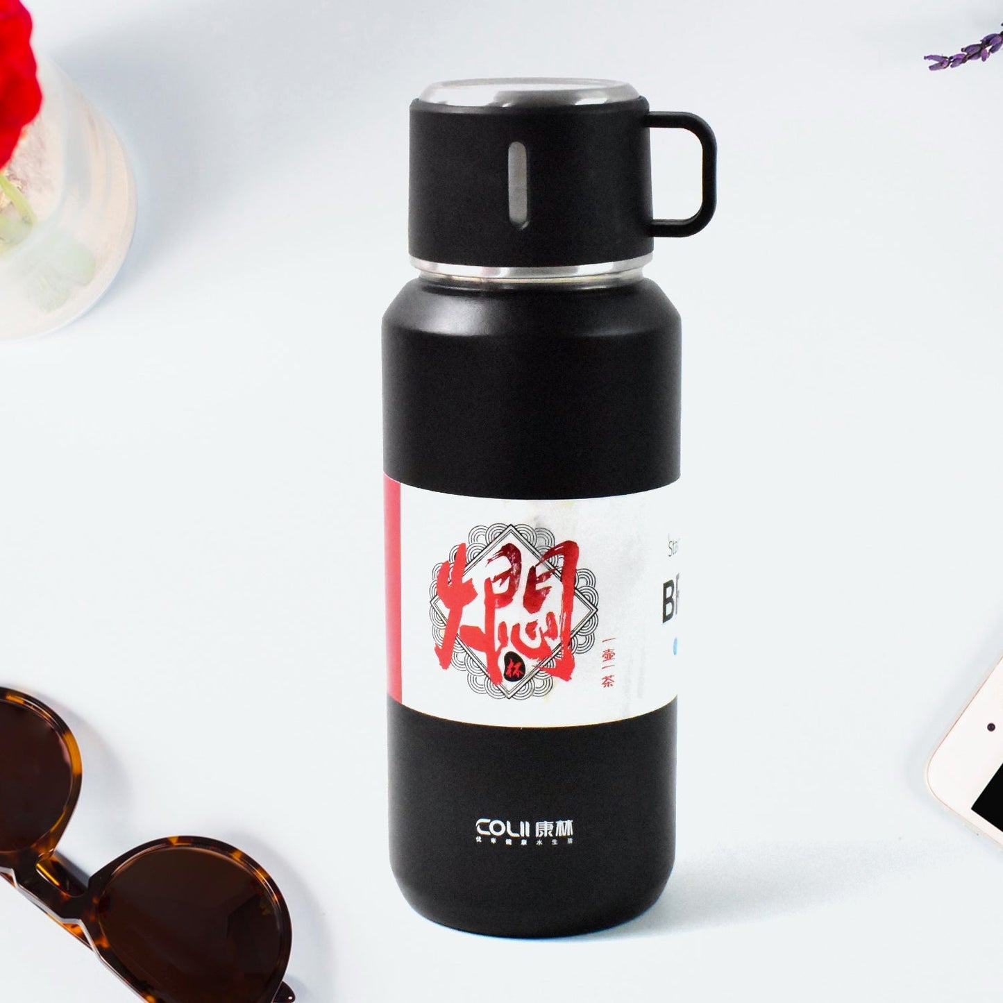 Stainless Steel Vacuum Insulated Water Bottle – 900ML Approx, Leak-Proof, Wide Mouth with Hanging Strap (Mix Color)