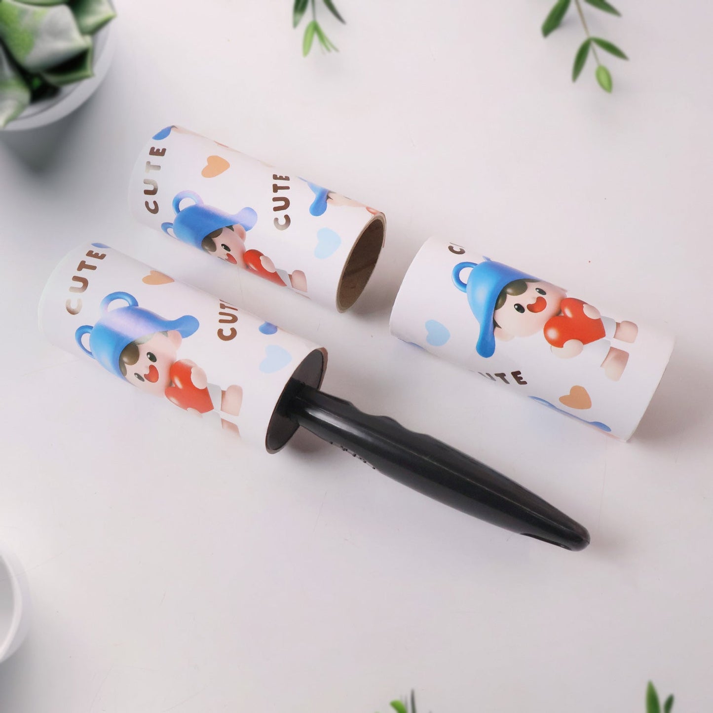 Reusable Sticky Lint Roller with Handle (1 Set)