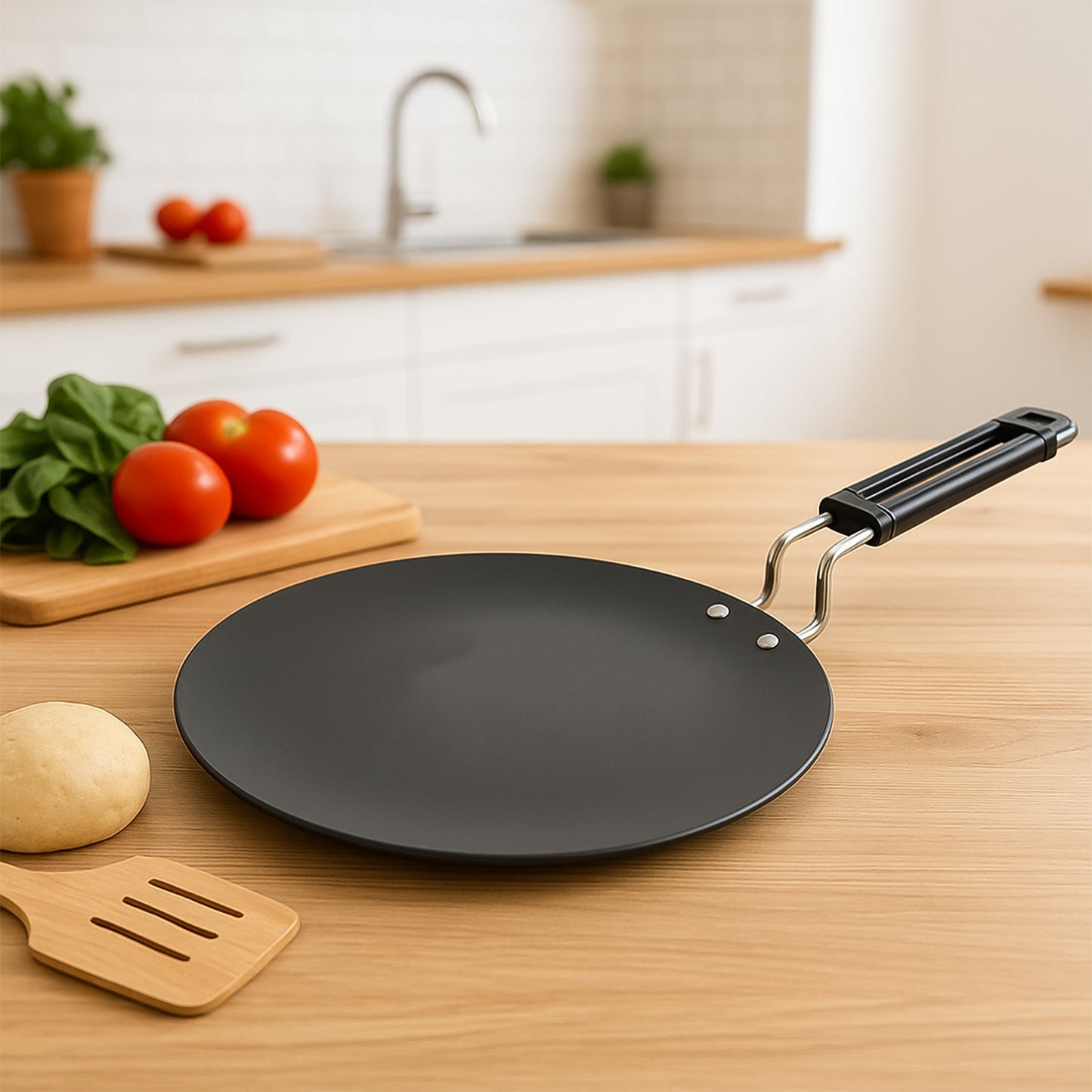 Premium Non-Stick Flat Roti Tawa with Heat-Resistant Handle (10 Inch / 1 Pc)