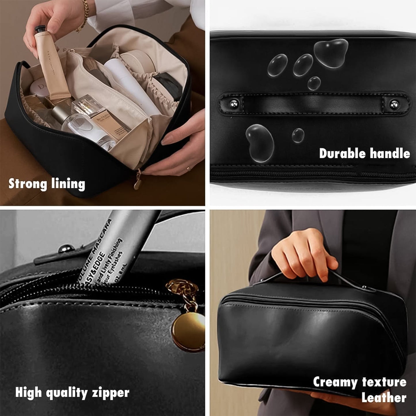 Premium Travel Makeup & Toiletry Organizer Pouch with Zipper & Handle (1 Pc / Mix Color)