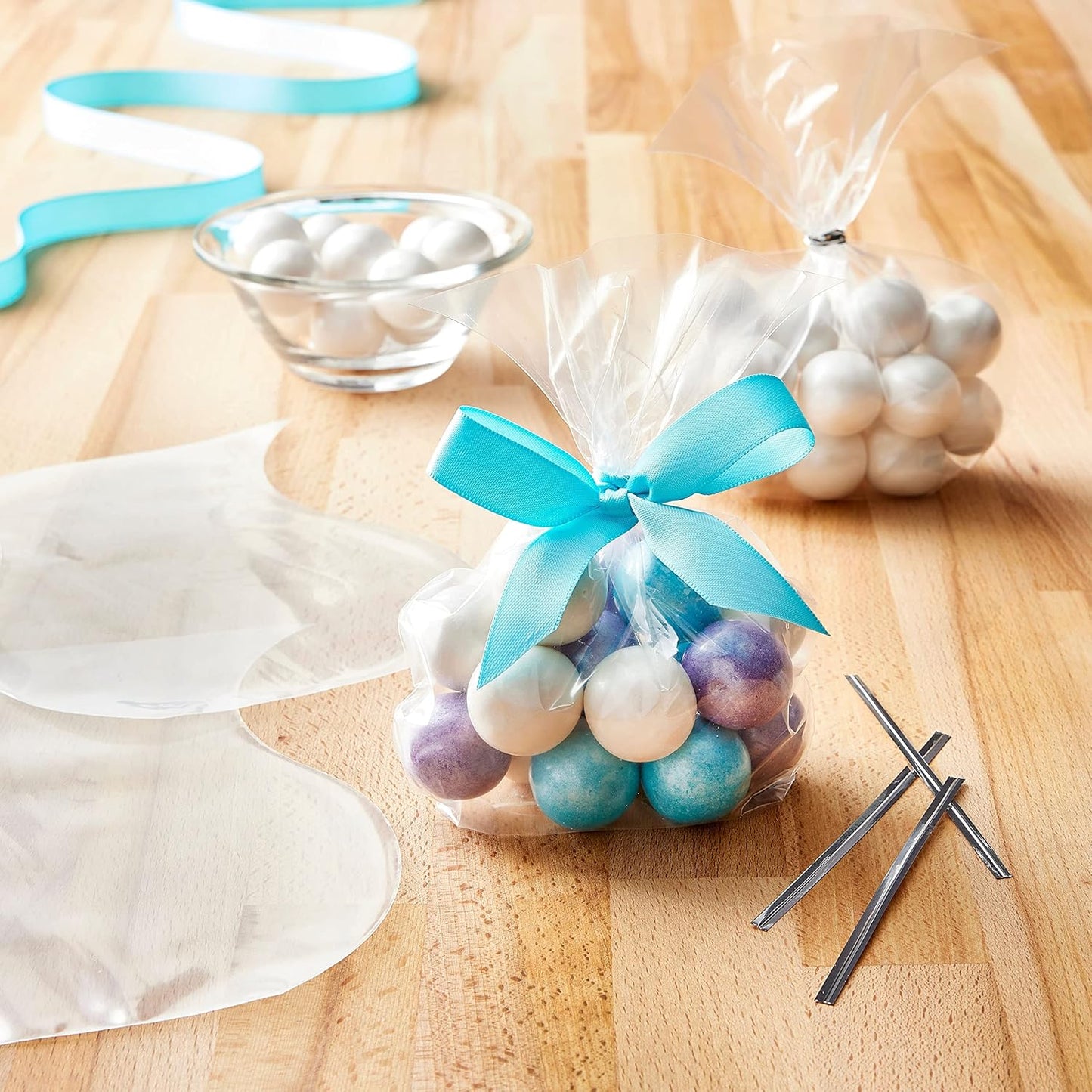 Clear Cookie Bags, Gift Bag Clear Flat Treat Bags (25 Pcs Set)