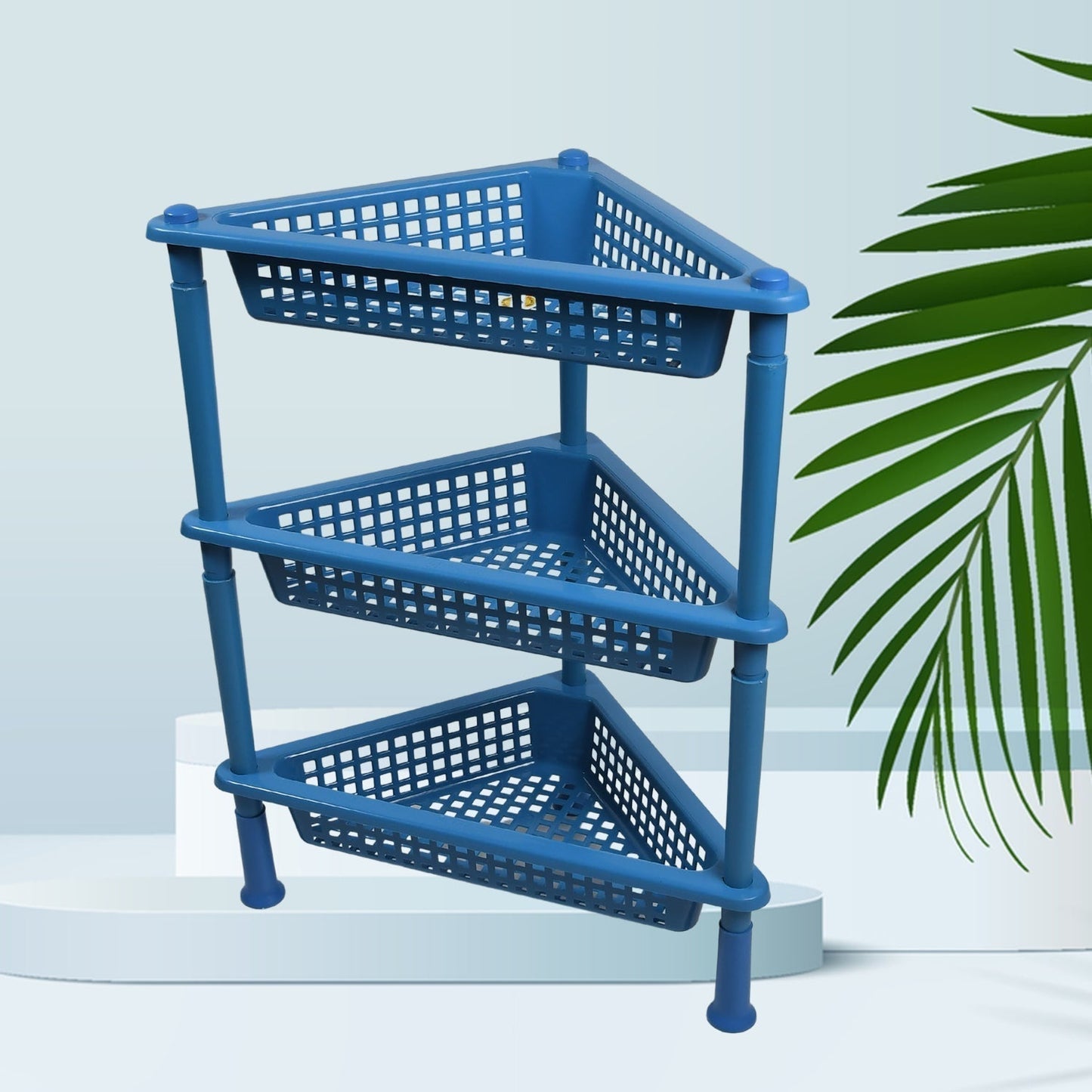 Triangle 3-Tier Plastic Storage Rack for Kitchen, Bathroom & Office