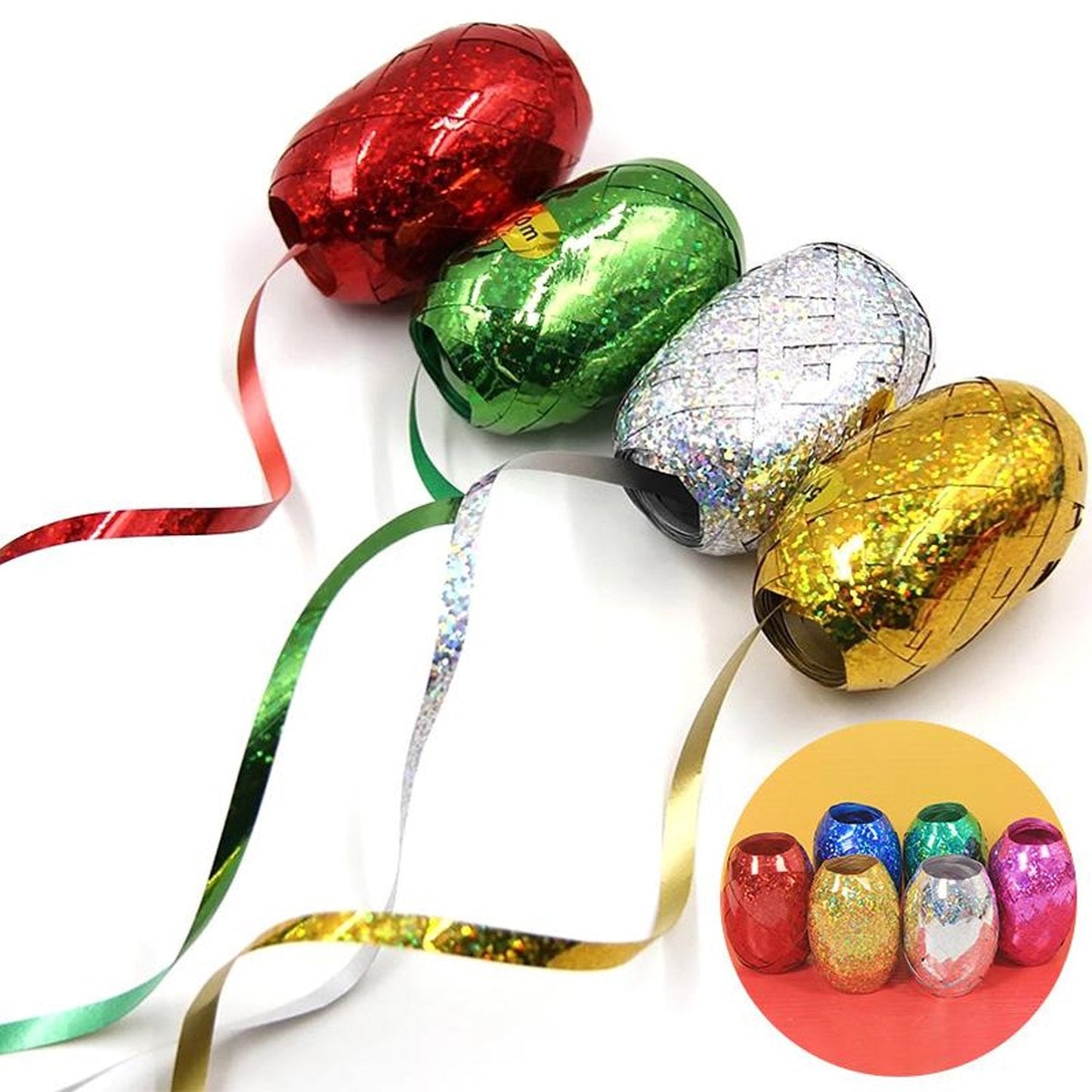 Curling Balloon Ribbon Roll for Gifts, Balloons & Crafts Pack of 6 (Multicolor)