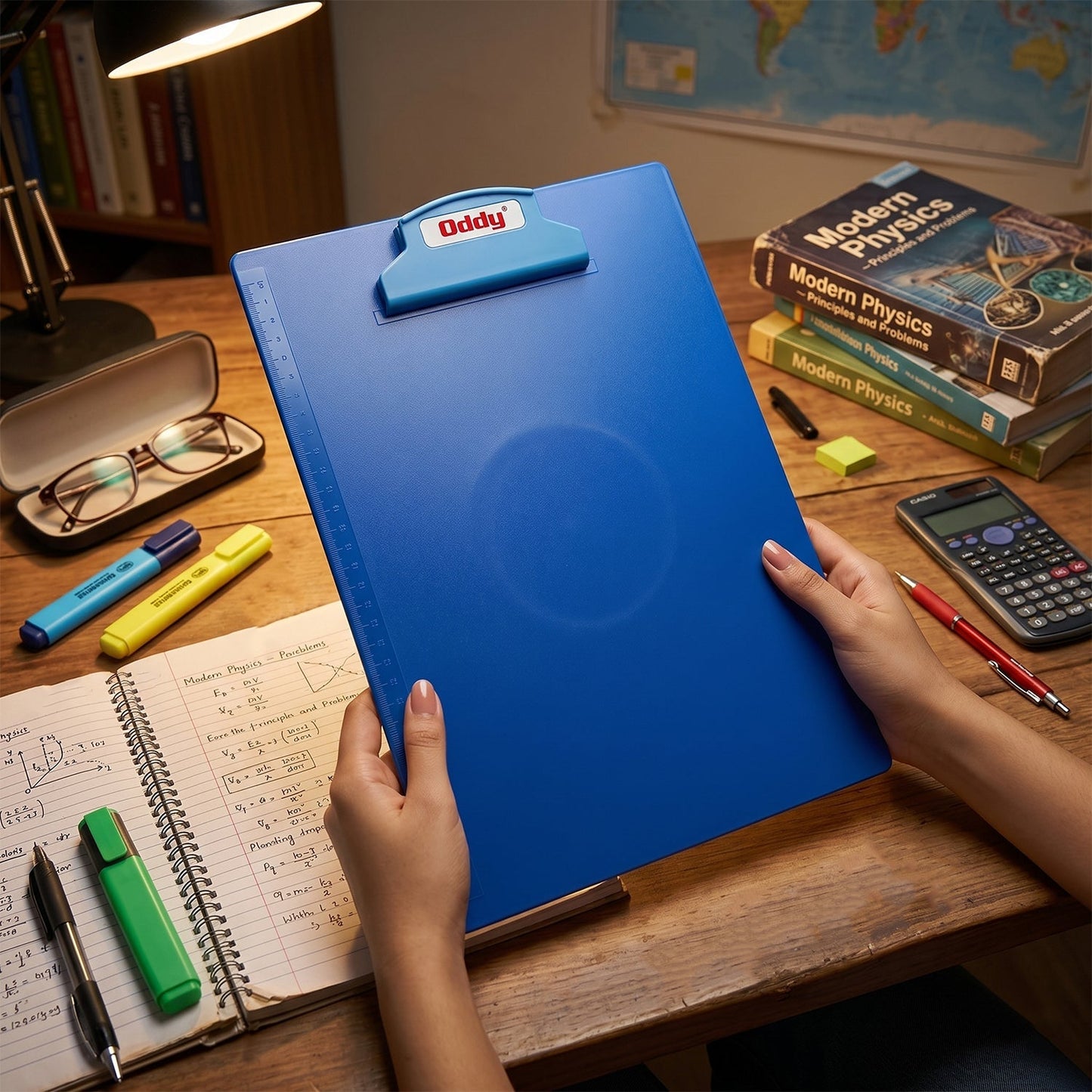Oddy Plastic Clip Board 1 Pc Blue, A4 Size with Secure Grip