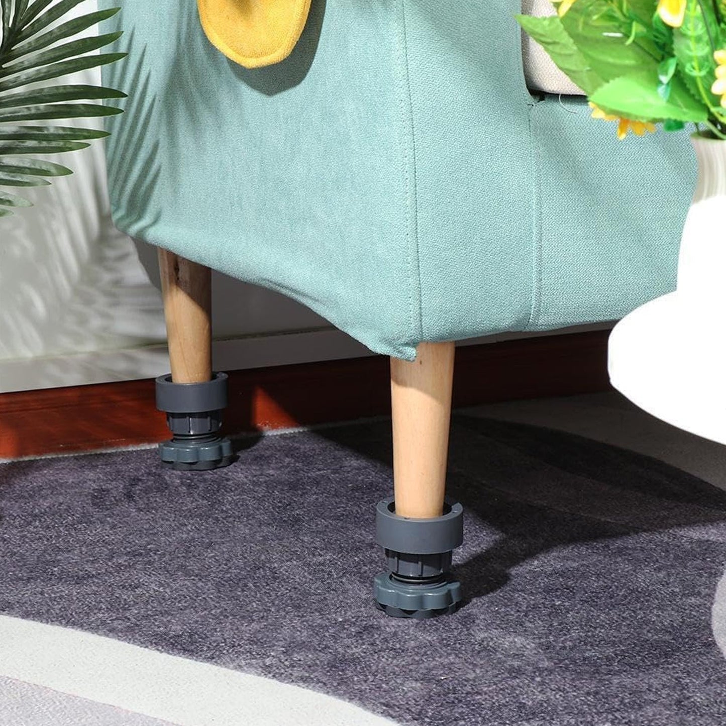 Plastic Washing Machine Vibration Feet , Adjustable Highly Non-Slip Support Anti Vibration Walk Shock Absorber Noise Cancelling Furniture Lifting Base (4 Pcs Set)