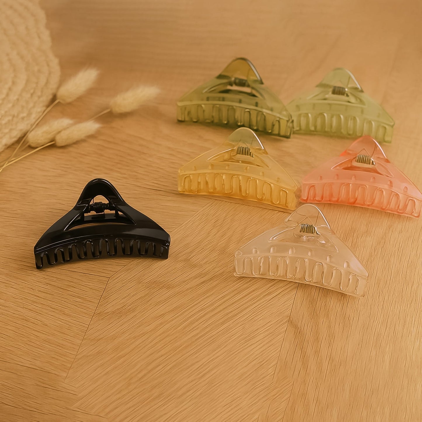Triangle Shape Mix Color Plastic Hair Claw Clip – 12 Pc Durable Grip for Women and Girls