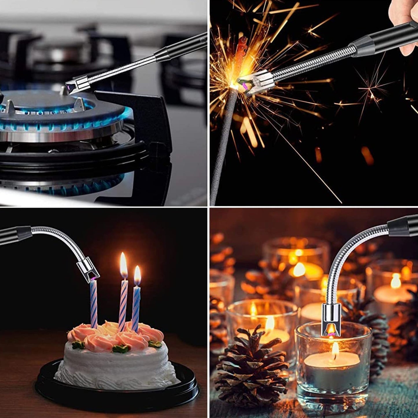 Long Flexible USB Rechargeable Electric Arc Lighter – Windproof, Flameless Plasma