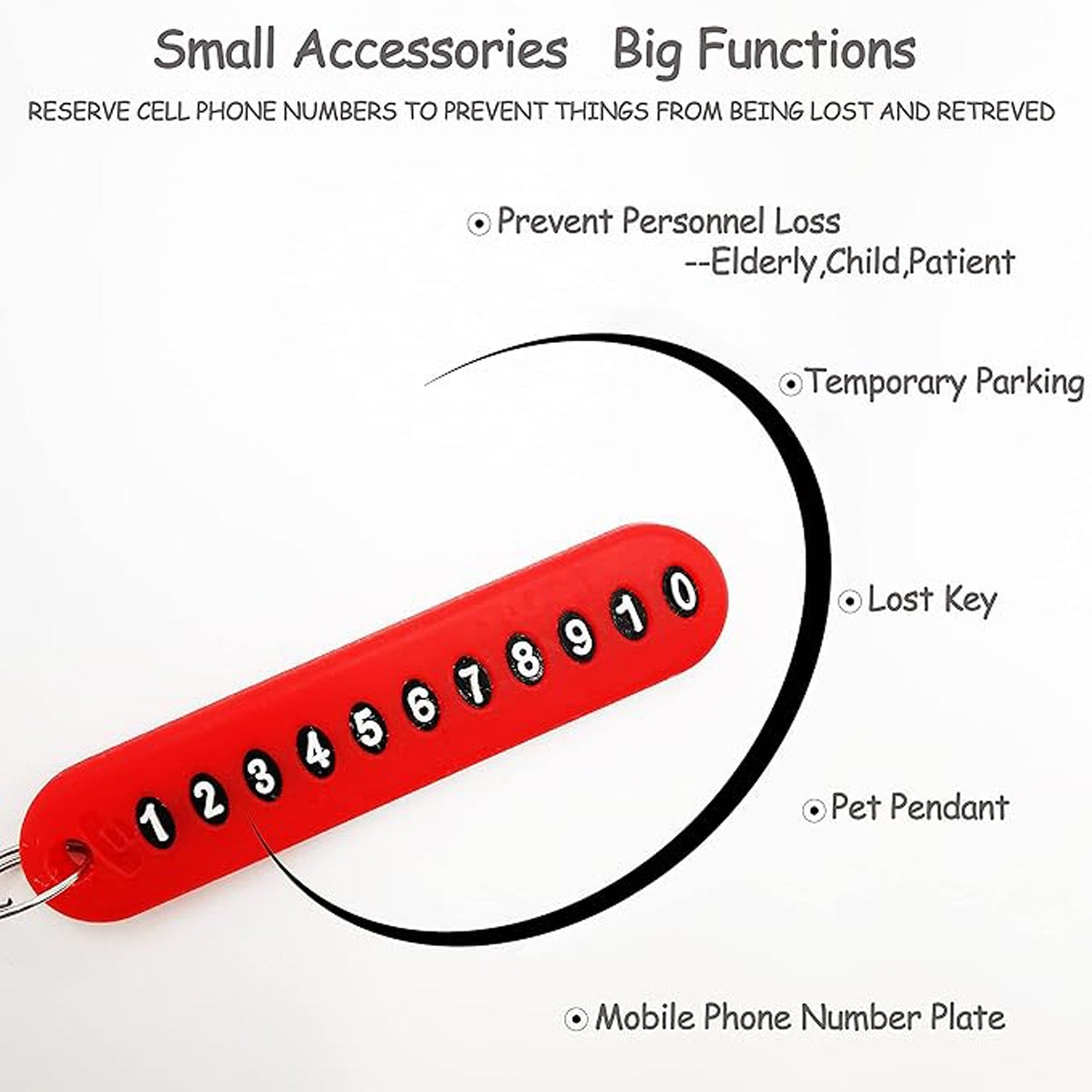 Anti-Lost Keychain with Number Plate – 1 Pc