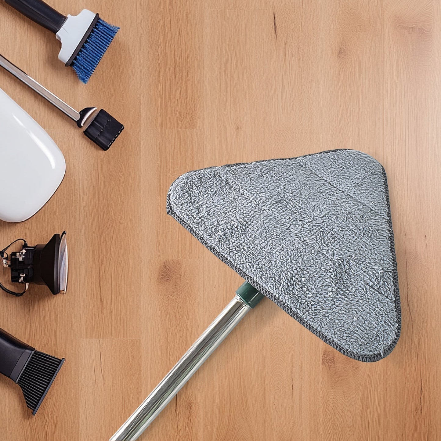 2-in-1 Extendable Triangle Mop – Retractable, 360° Rotating, Telescopic & Reusable Mop Heads (1 Pc)