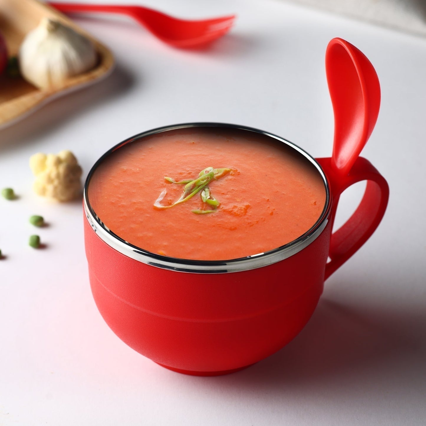 Noodles & Soup Bowl with Spoon and fork Handle Spoon Holder, Stainless Steel Bowl and Spoon Set, Stainless Steel Storage