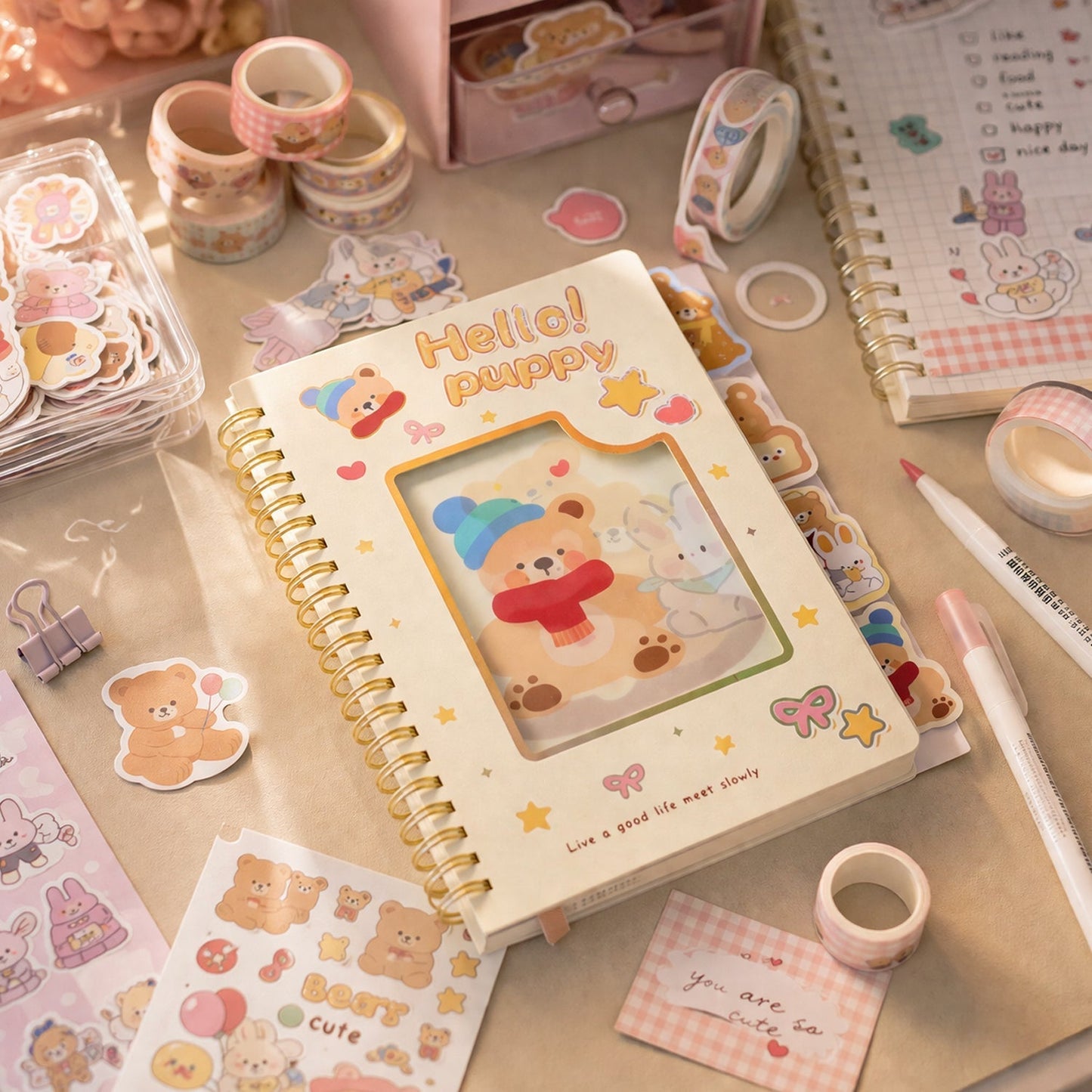 Cute Cartoon Printed Spiral Diary Notebook (54x196 MM)