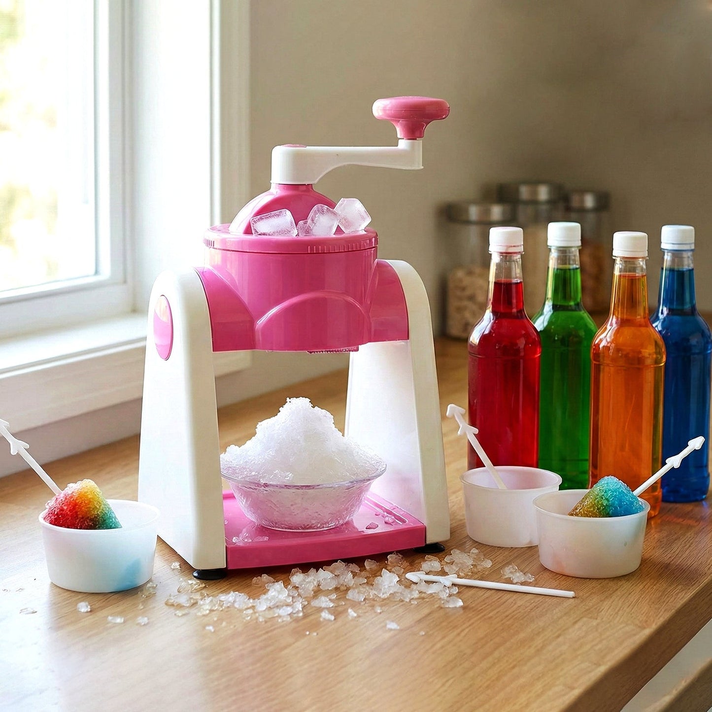 Manual Ice Crusher Machine (1 Set Pink Color)