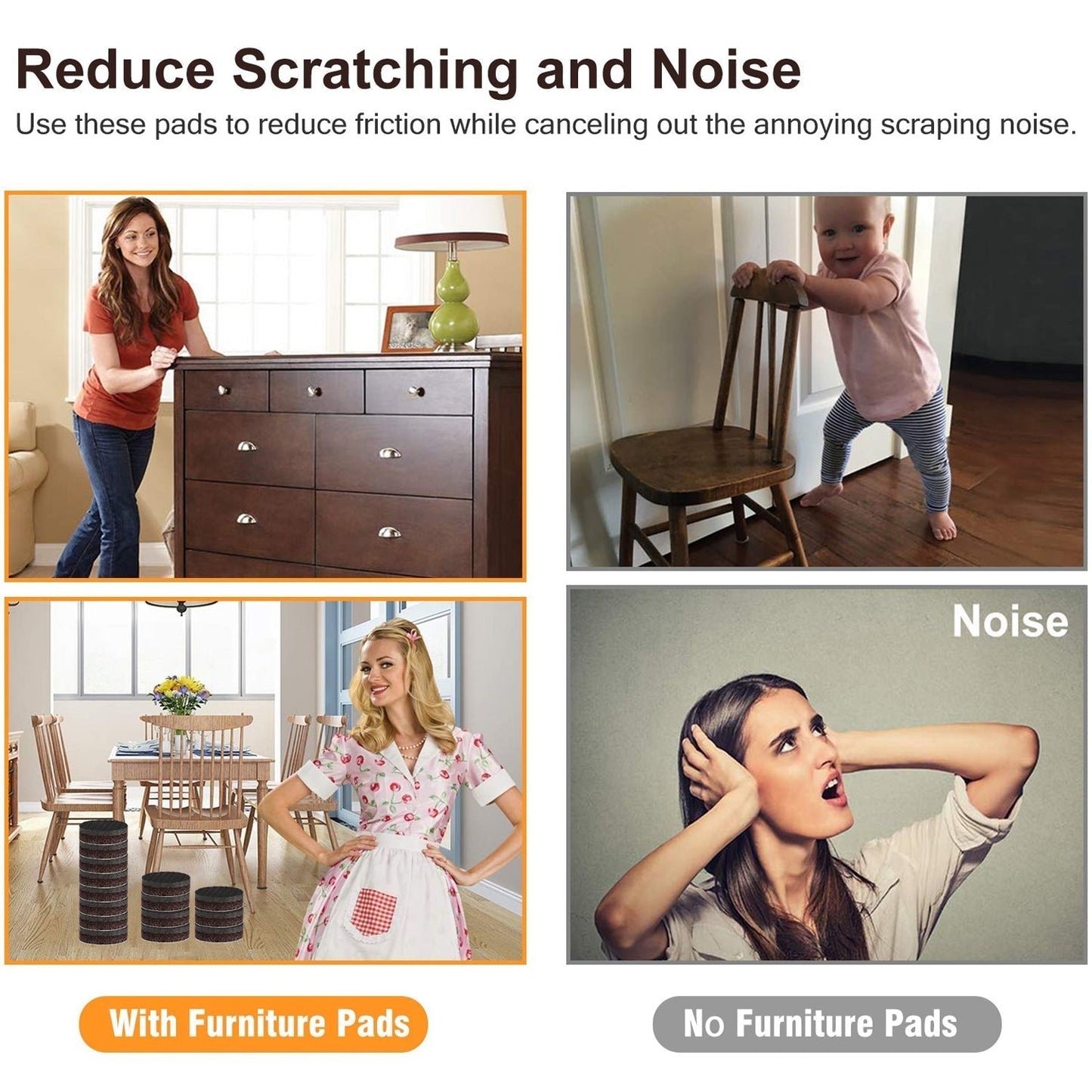 4-Piece Square Felt Furniture Floor Protector Pads