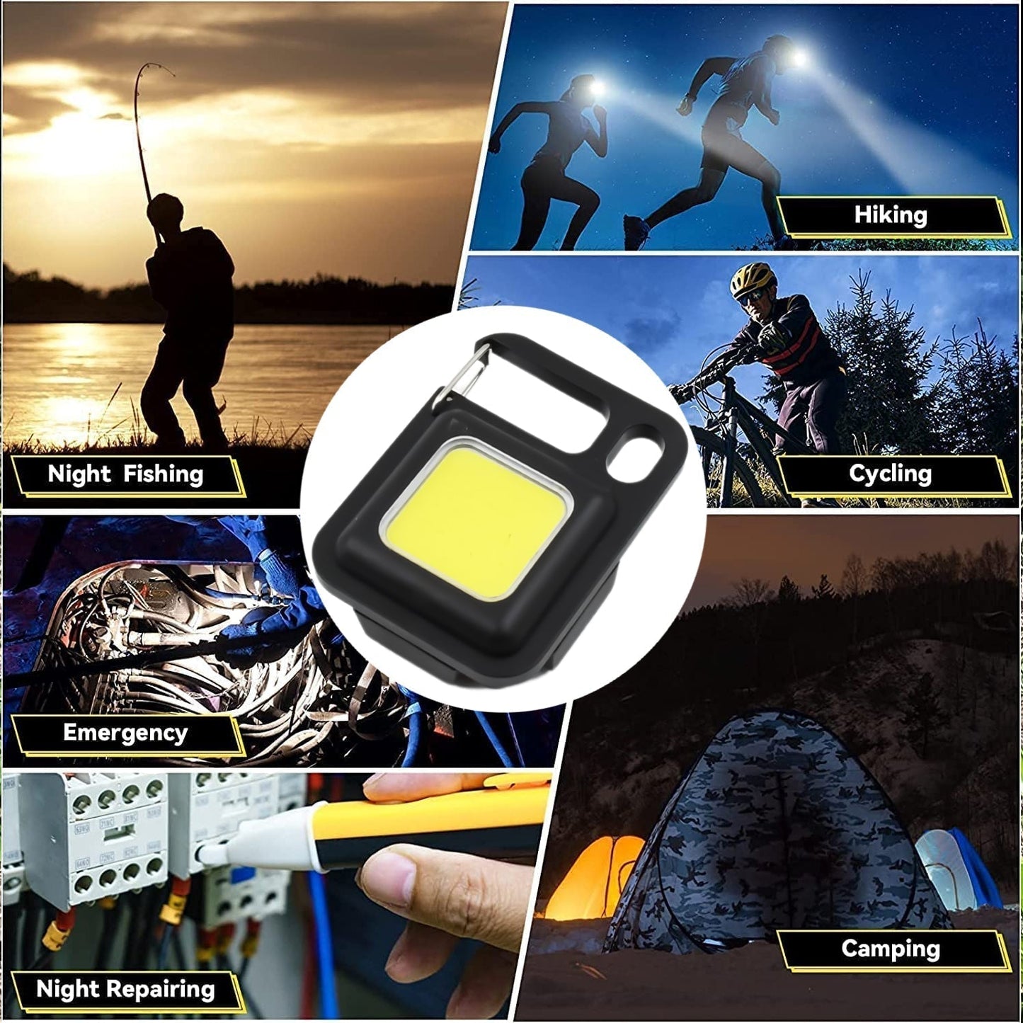 LED Battery Operated Keychain Flashlight with Folding Bracket Bottle Opener (1 Pc)