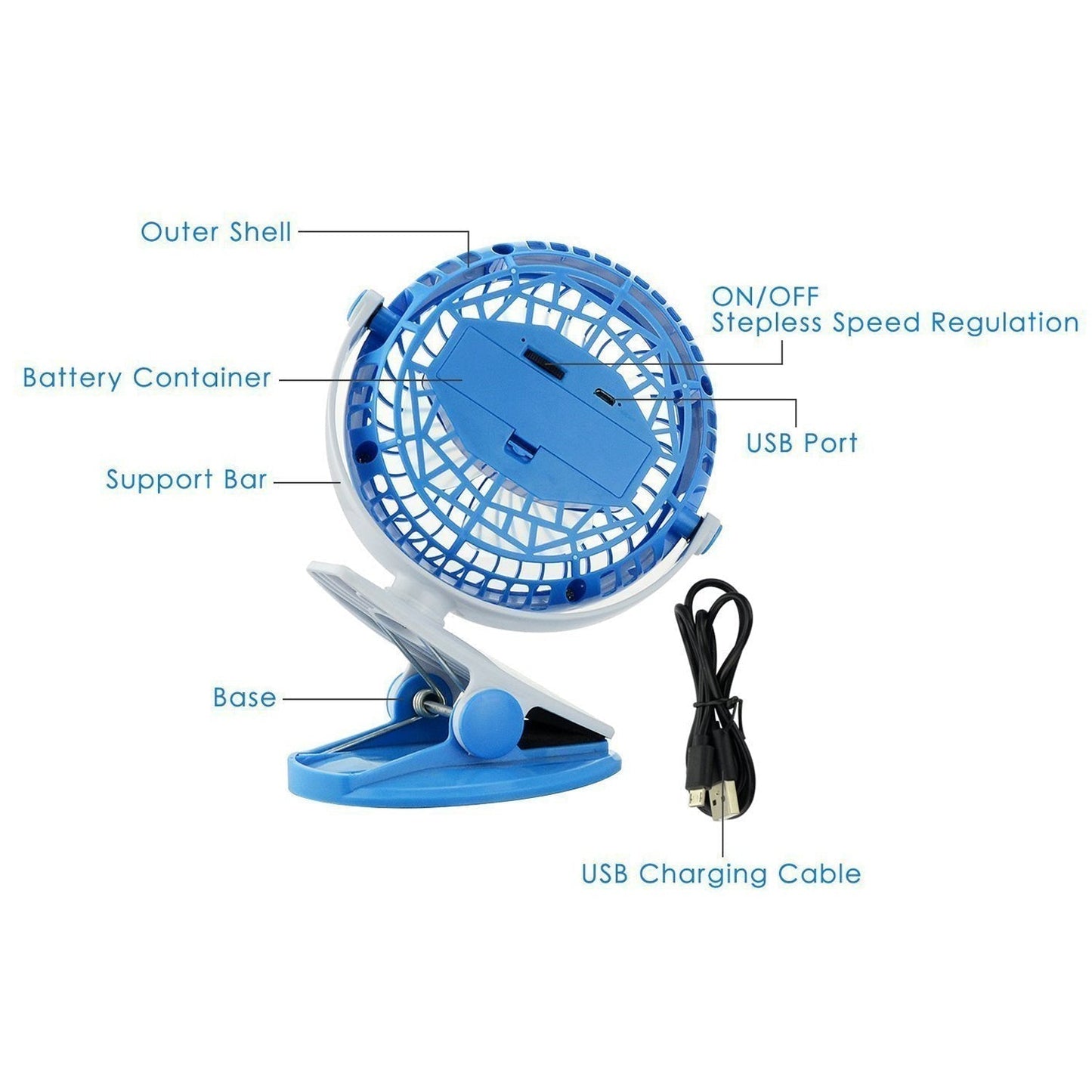 Mini USB Clip Fan widely used in summers for cool down rooms and body purposes.(Battery Not Include)