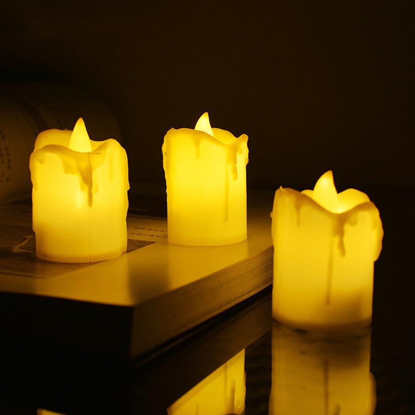 Set of 24 Multicolor Flameless Melted Design Candles for Decoration