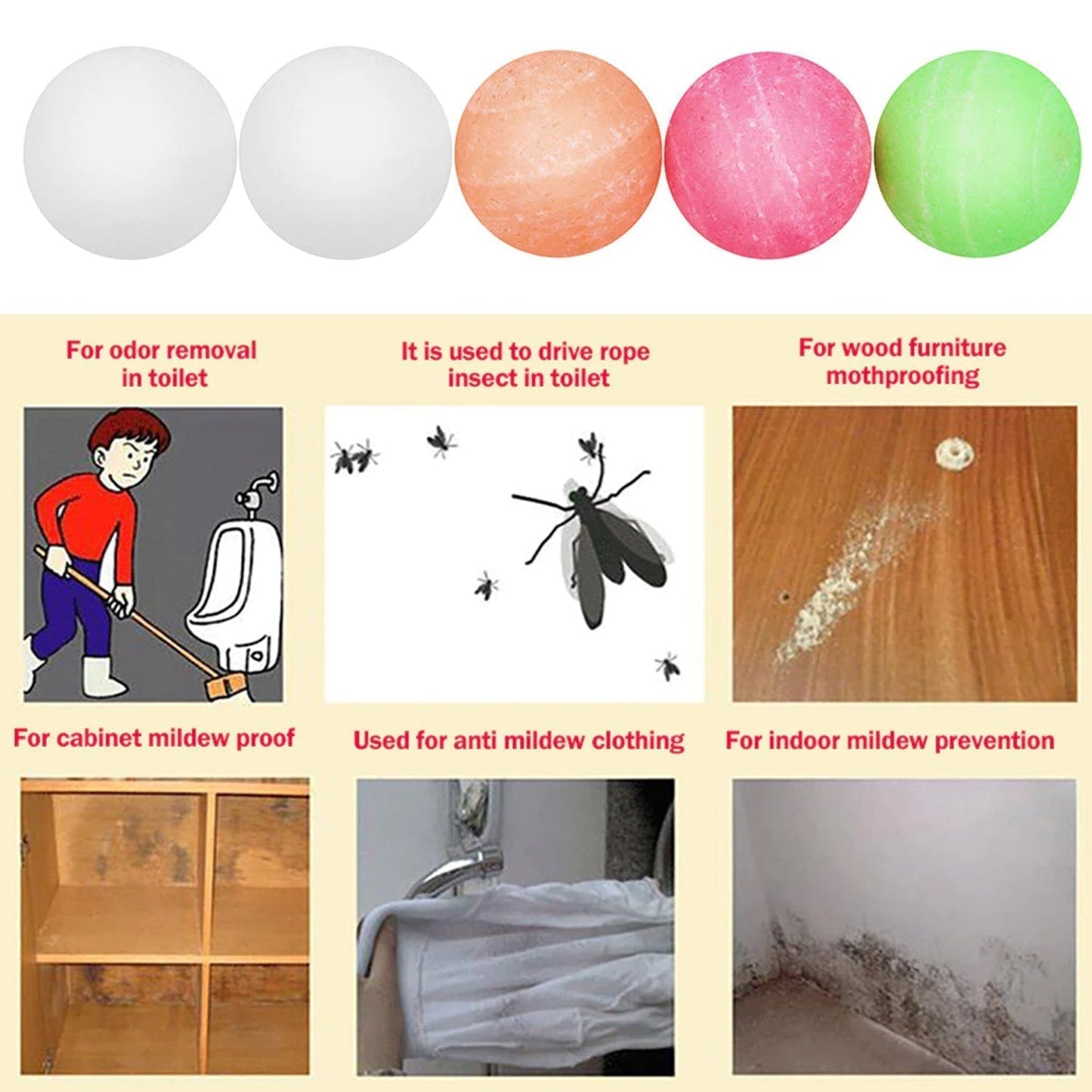 Urinal Balls | Sani Balls | Bathroom Freshener Fragrance Blocks, Air Freshener for Bathroom, Toilet, Shoe Rack, etc. Long-Lasting Fragrance (5 Pcs Set)