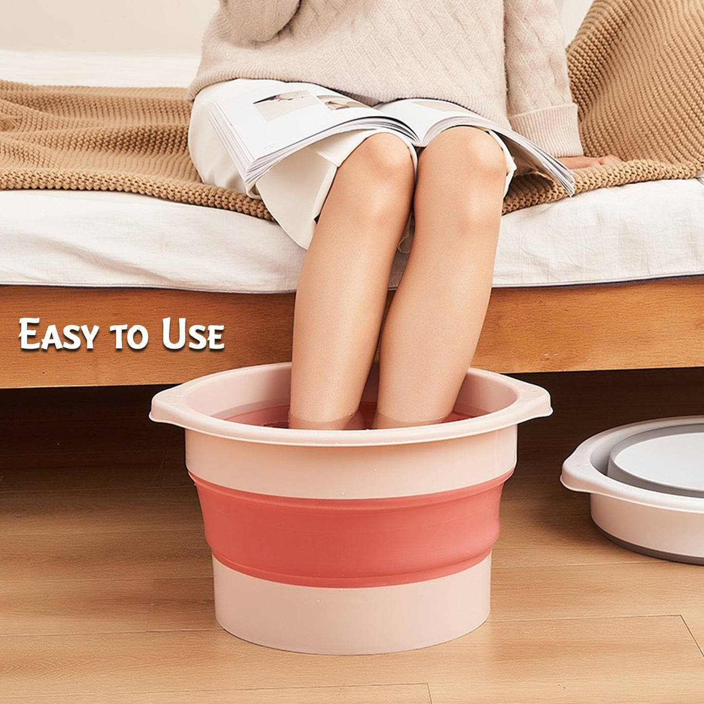 Multi-Purpose Portable Collapsible Folding Tub, with Hanging Hole & Save Storage Space, Also use for Foot Spa.
