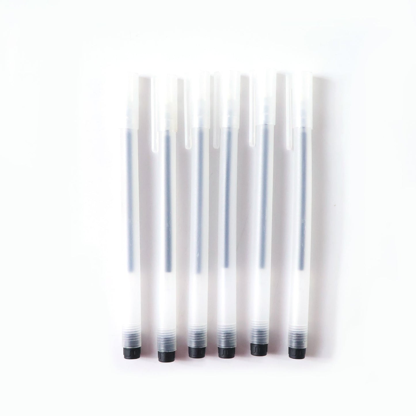 Transparent Smooth Writing Black Gel Pens Set of 6 Pieces