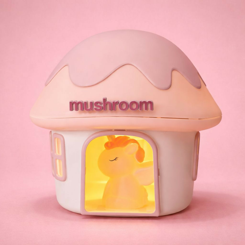 Cute Unicorn Mushroom House LED Night Lamp for Kids Bedroom Desk Decor