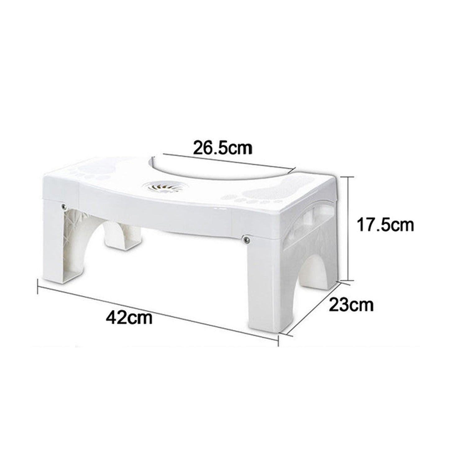 Plastic Non-Slip Folding Toilet Squat Stool - White Color
