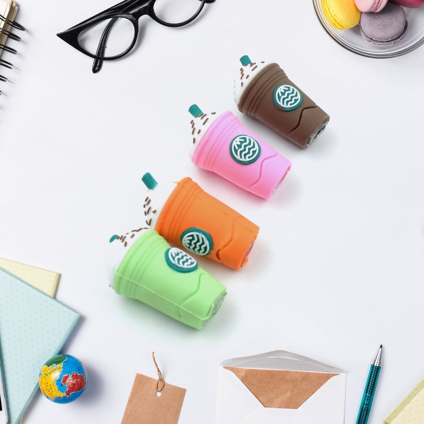 2In1 3D Cute Coffee Or Ice cream Shape sharpner Like Rotary Manual Pencil Sharpener for Kids Ice Cream Style Office School Supplies, Back to School Gift for Students,Kids Educational Stationary kit, B'Day Return Gift (1 Pc)