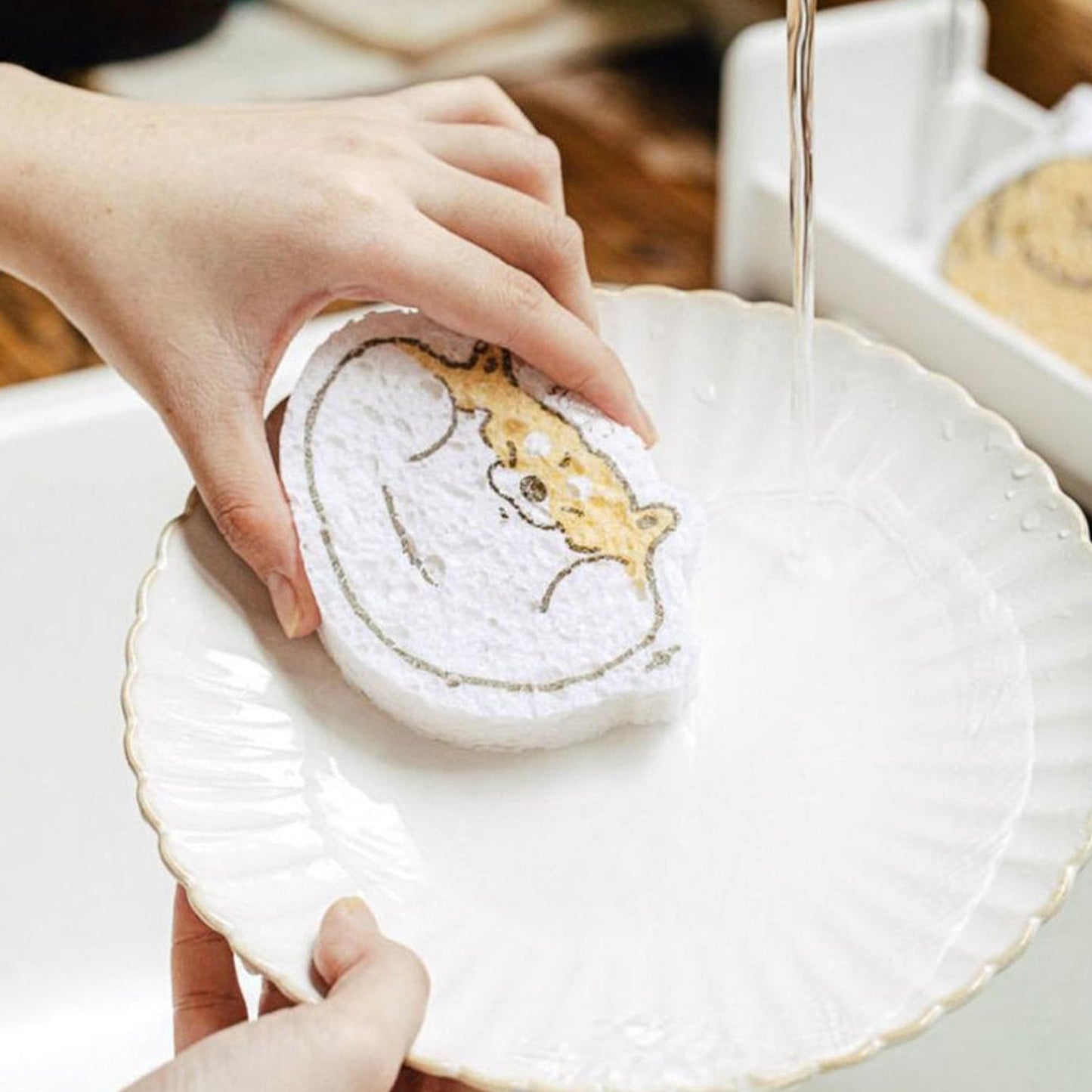Cartoon Wood Pulp Sponge for Dishwashing Absorbent Cleaning Pad
