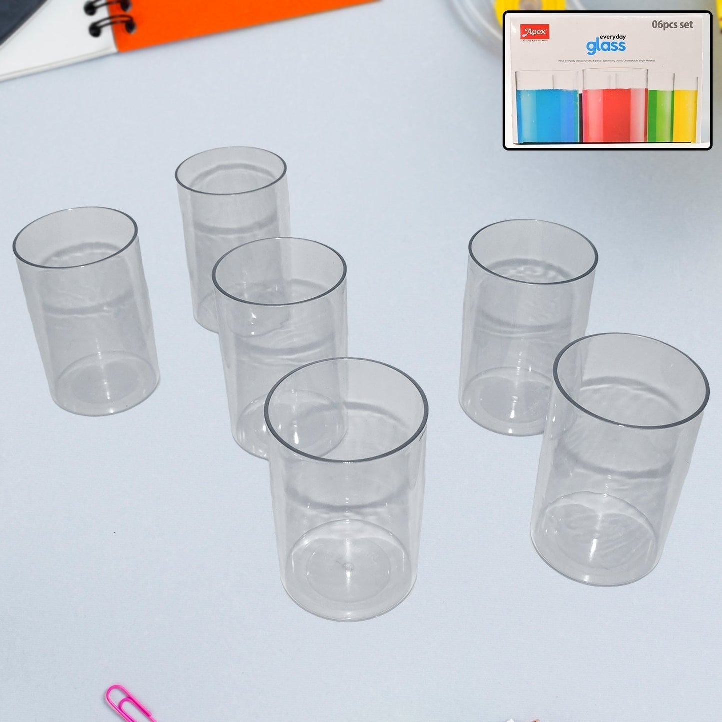 Apex Everyday Plastic Glass Set – 6 Pieces Lightweight & Unbreakable