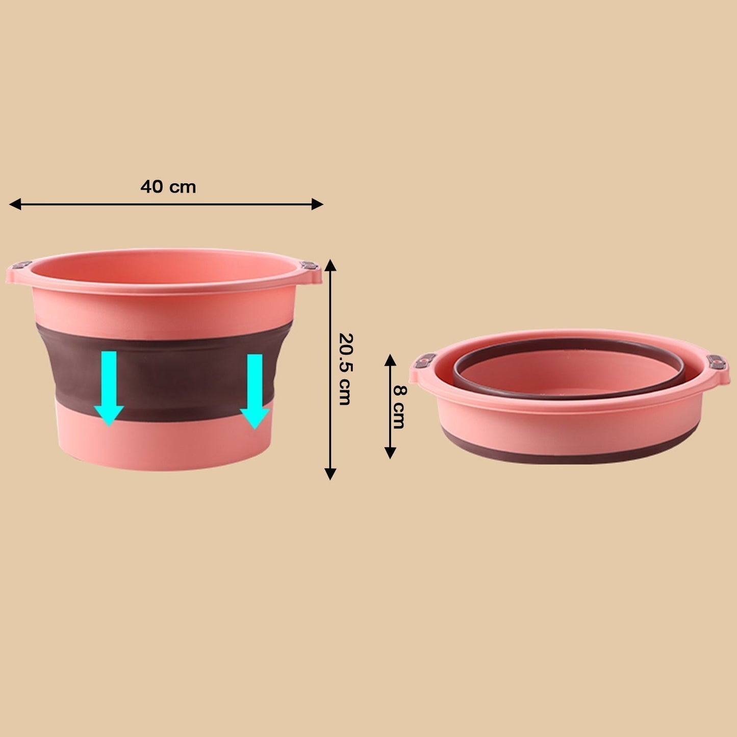 Multi-Purpose Portable Collapsible Folding Tub, with Hanging Hole & Save Storage Space, Also use for Foot Spa.