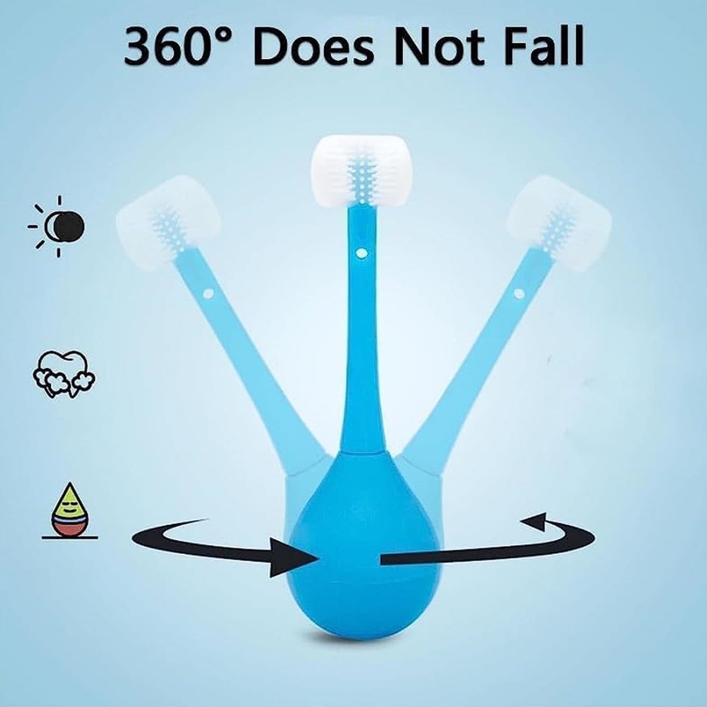 Soft Bristle 3-Sided Training Toothbrush – Inverted Silicone Head for Kids (Ages 2-12, 1 Pc)